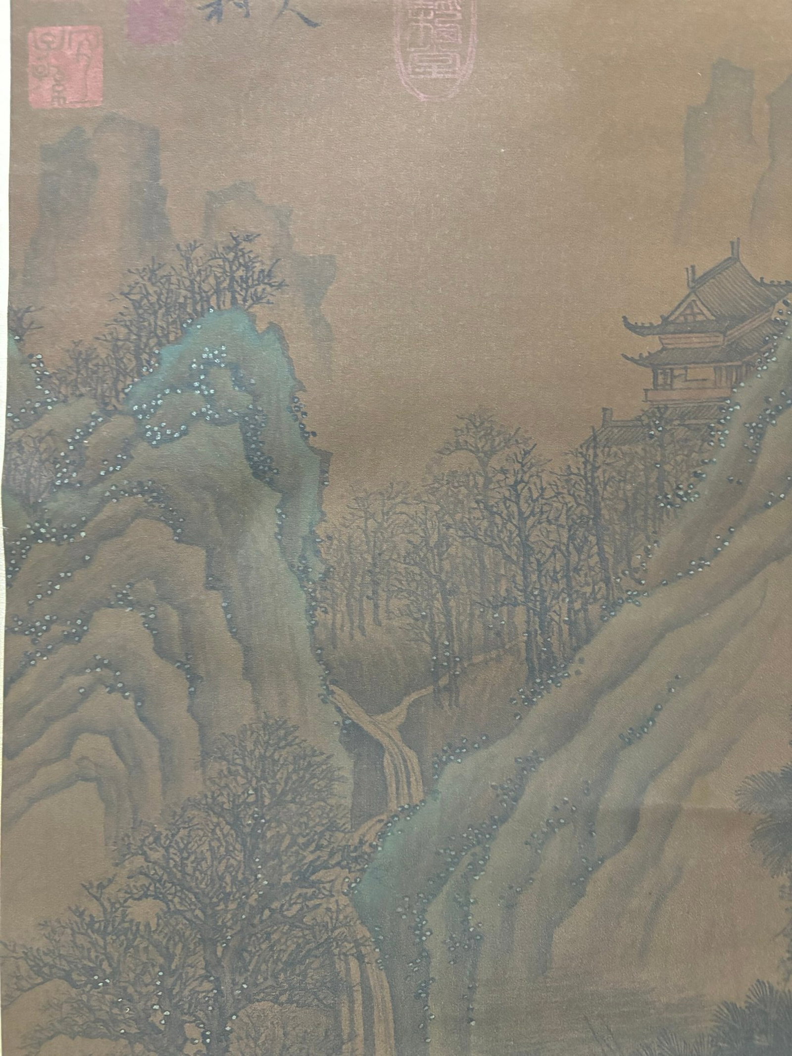 A Chinese Vertical Scroll Ink Painting of Landscape and Figure on Silk,Wang Meng - 4