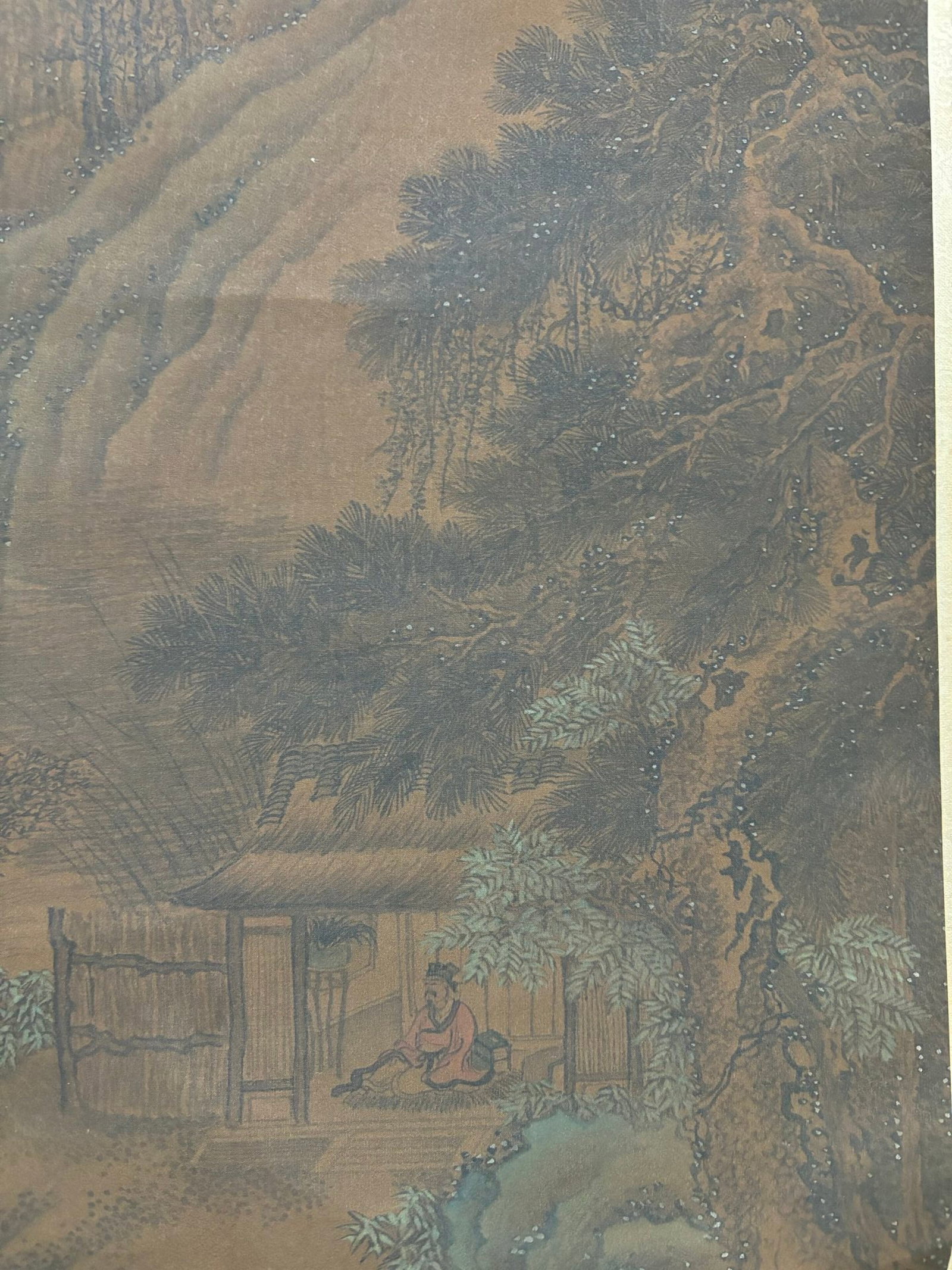 A Chinese Vertical Scroll Ink Painting of Landscape and Figure on Silk,Wang Meng - 6