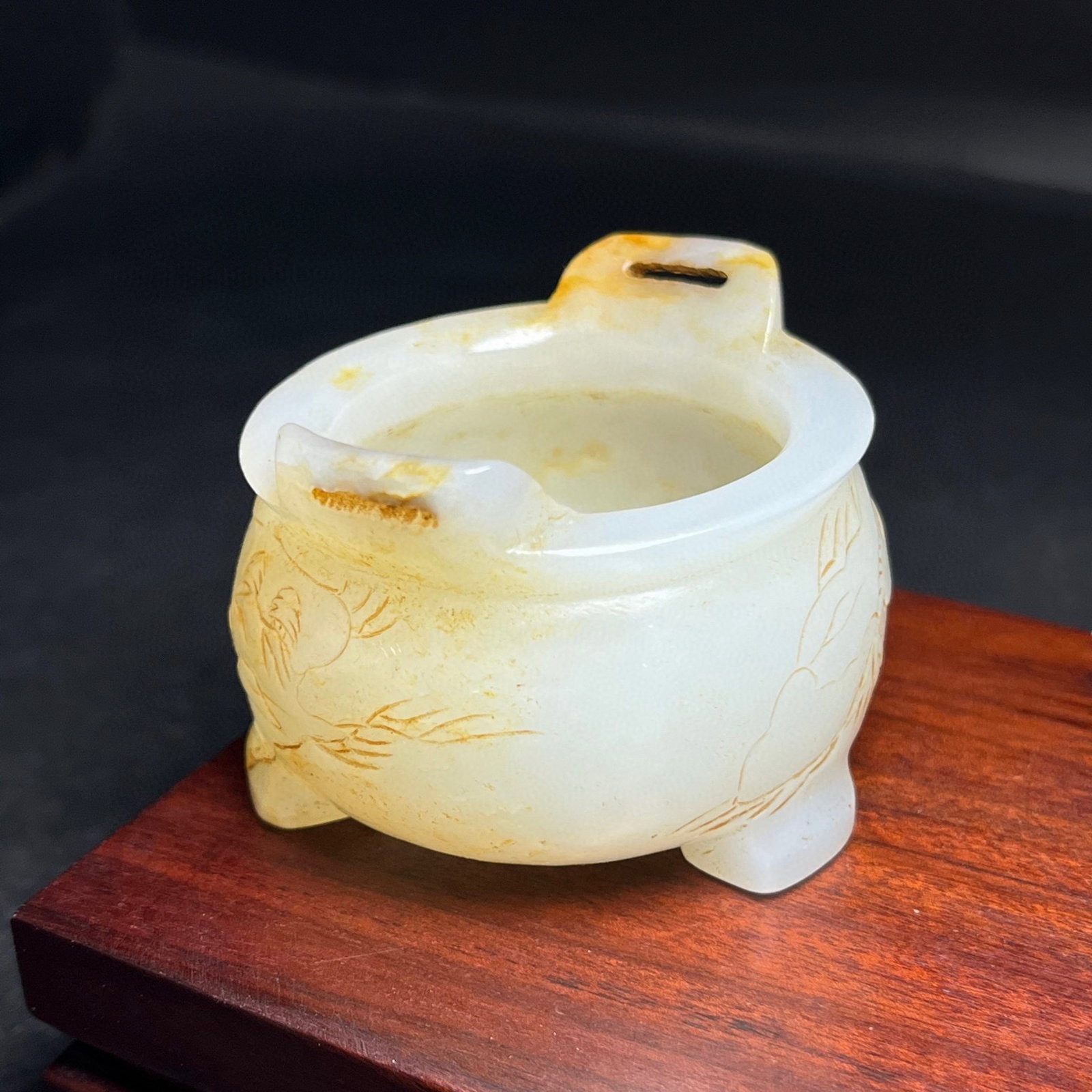 An Exquisite White Jade Landscape and Figure Pattern Double-Ears Tripod Censer - 6