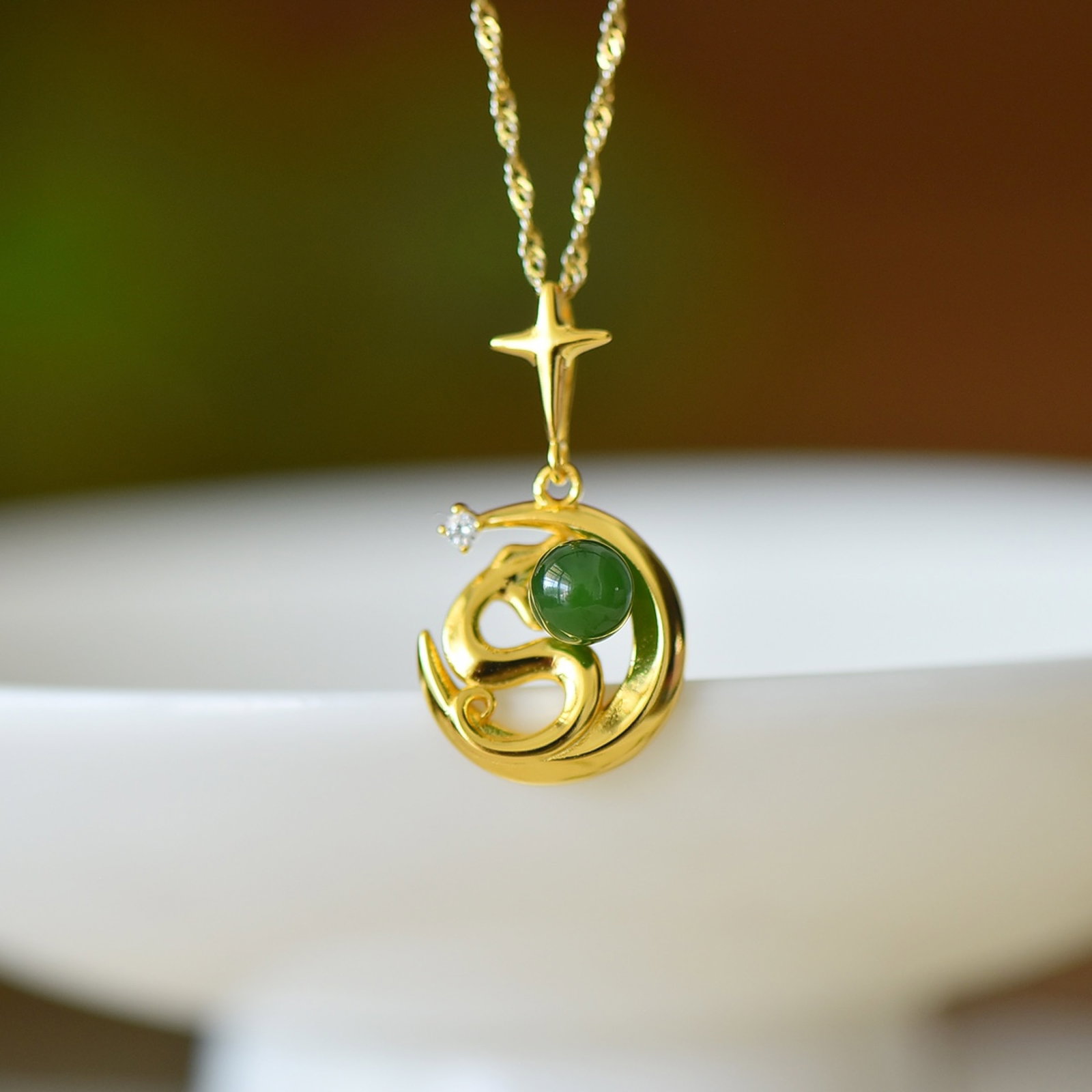 An Exquisite Sterling Silver-Gold Plated Inlaid Jasper Pendant - 2
