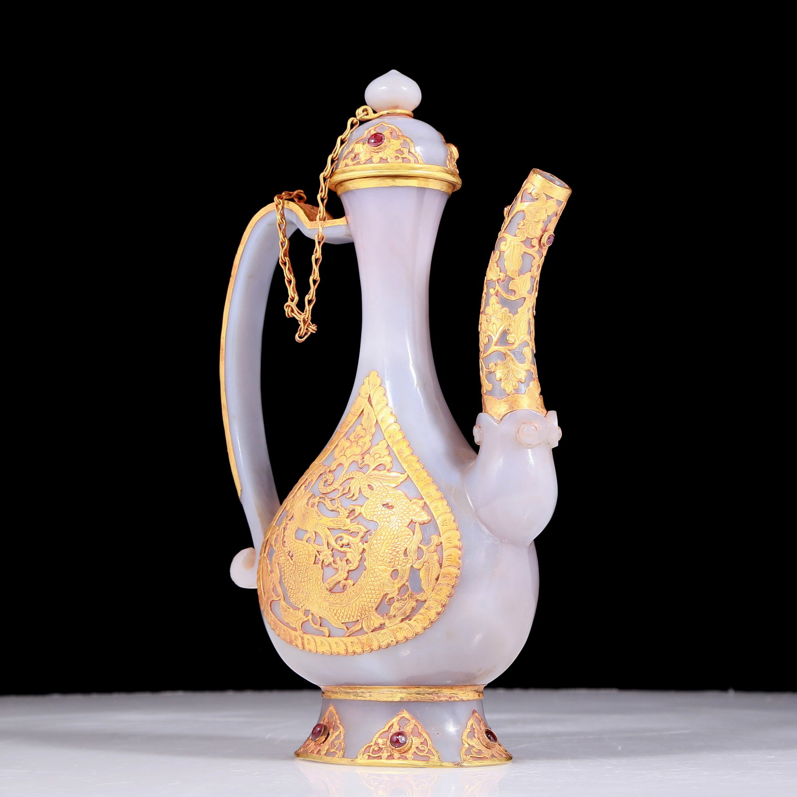 A set of exquisite agate gold-covered tea sets - 4