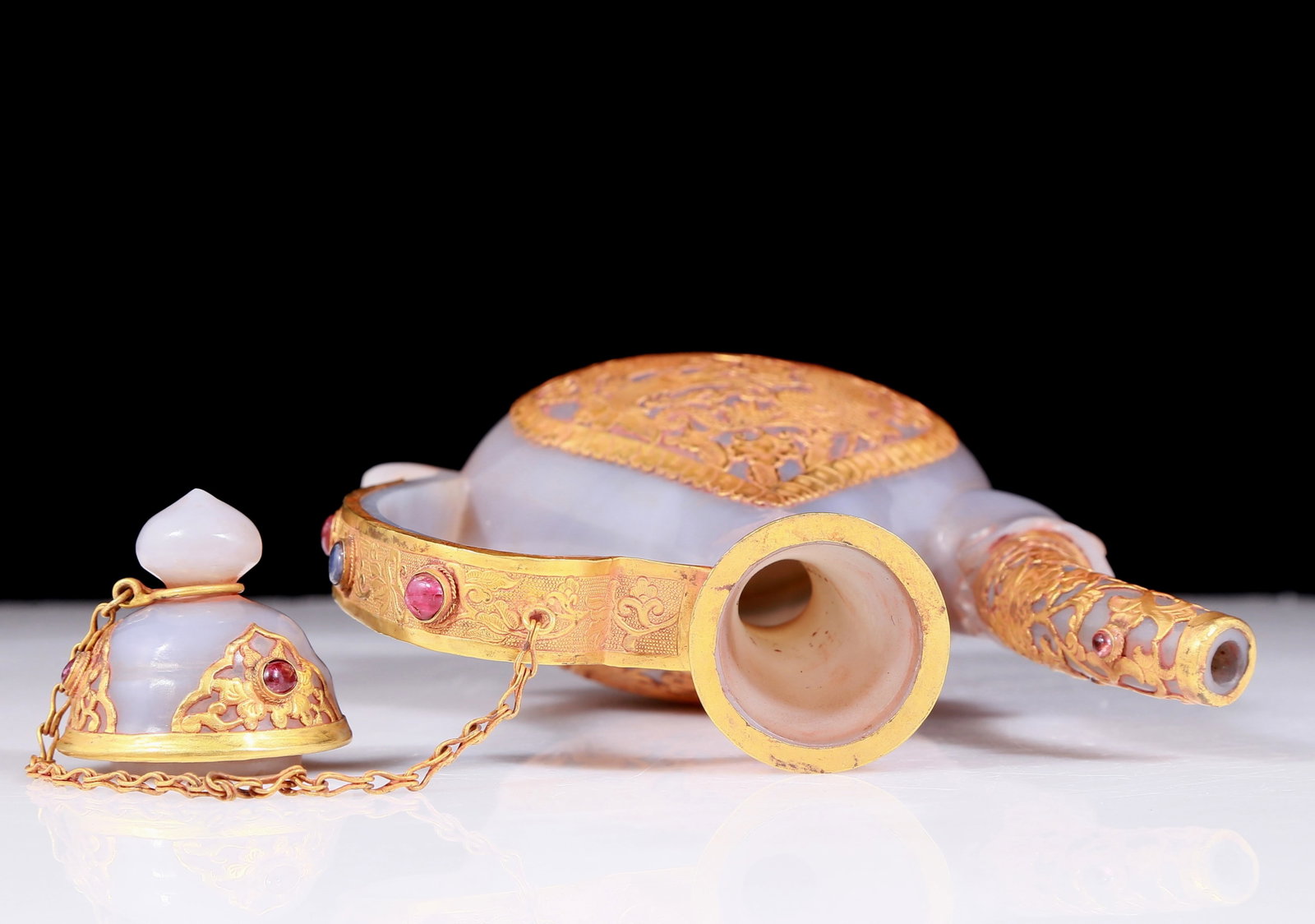 A set of exquisite agate gold-covered tea sets - 9