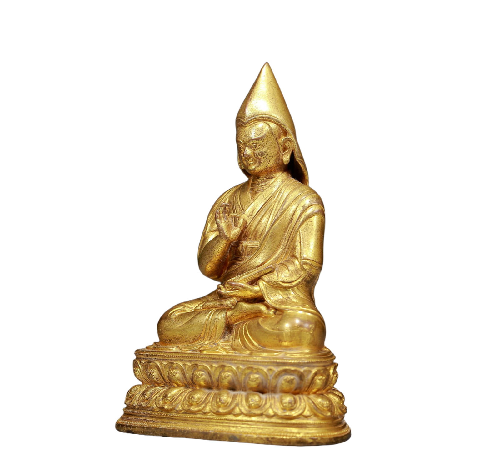 A Solemn Gilt Bronze Statue of Guru - 2