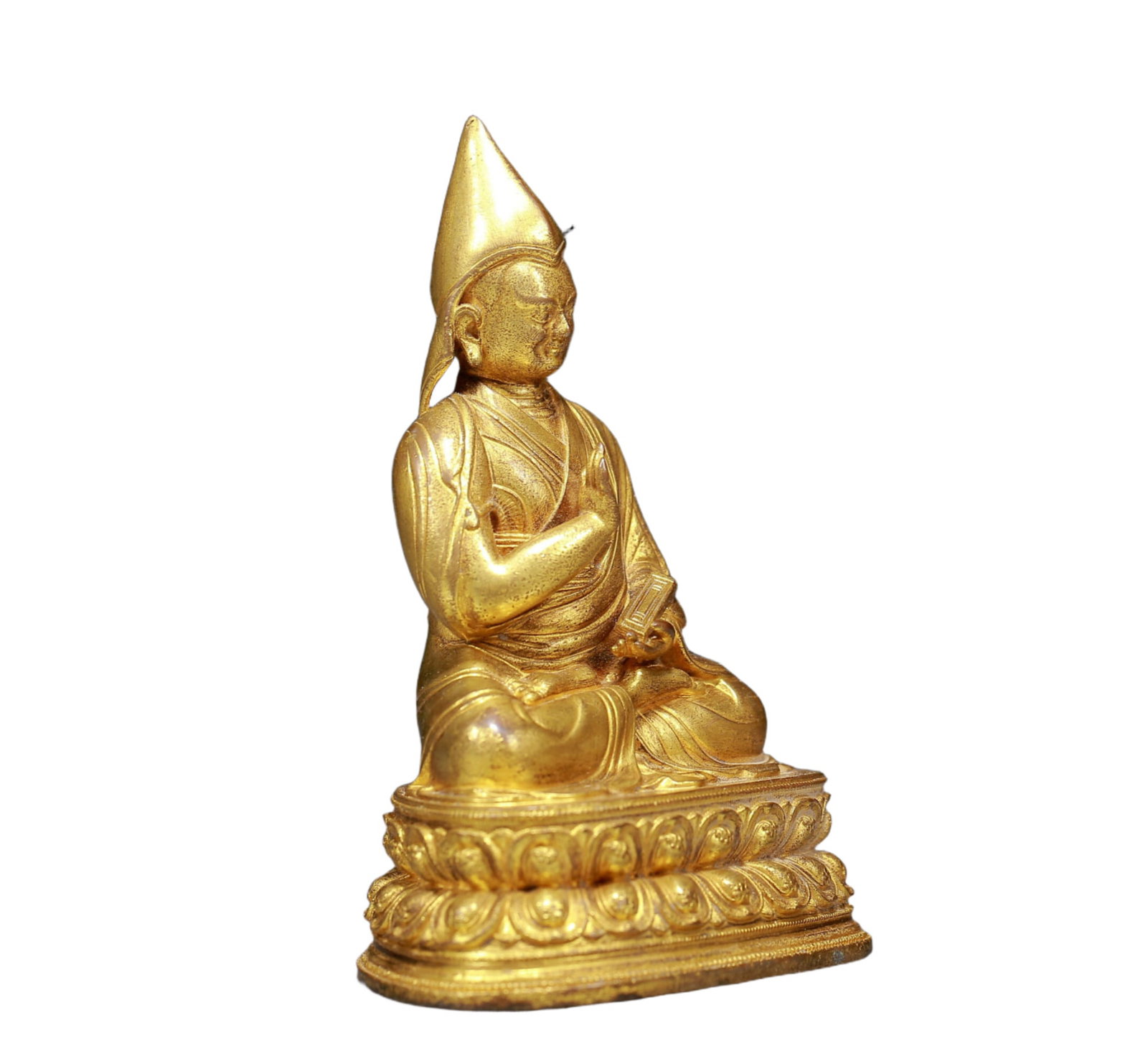 A Solemn Gilt Bronze Statue of Guru - 3