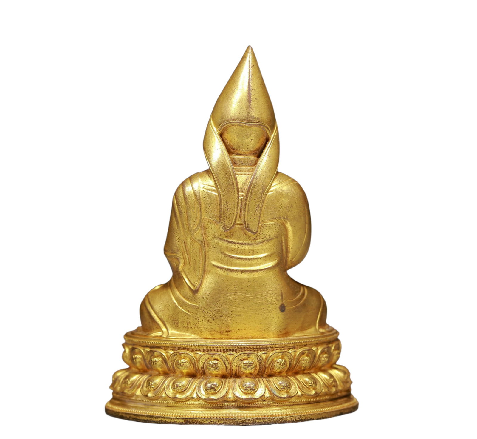 A Solemn Gilt Bronze Statue of Guru - 4