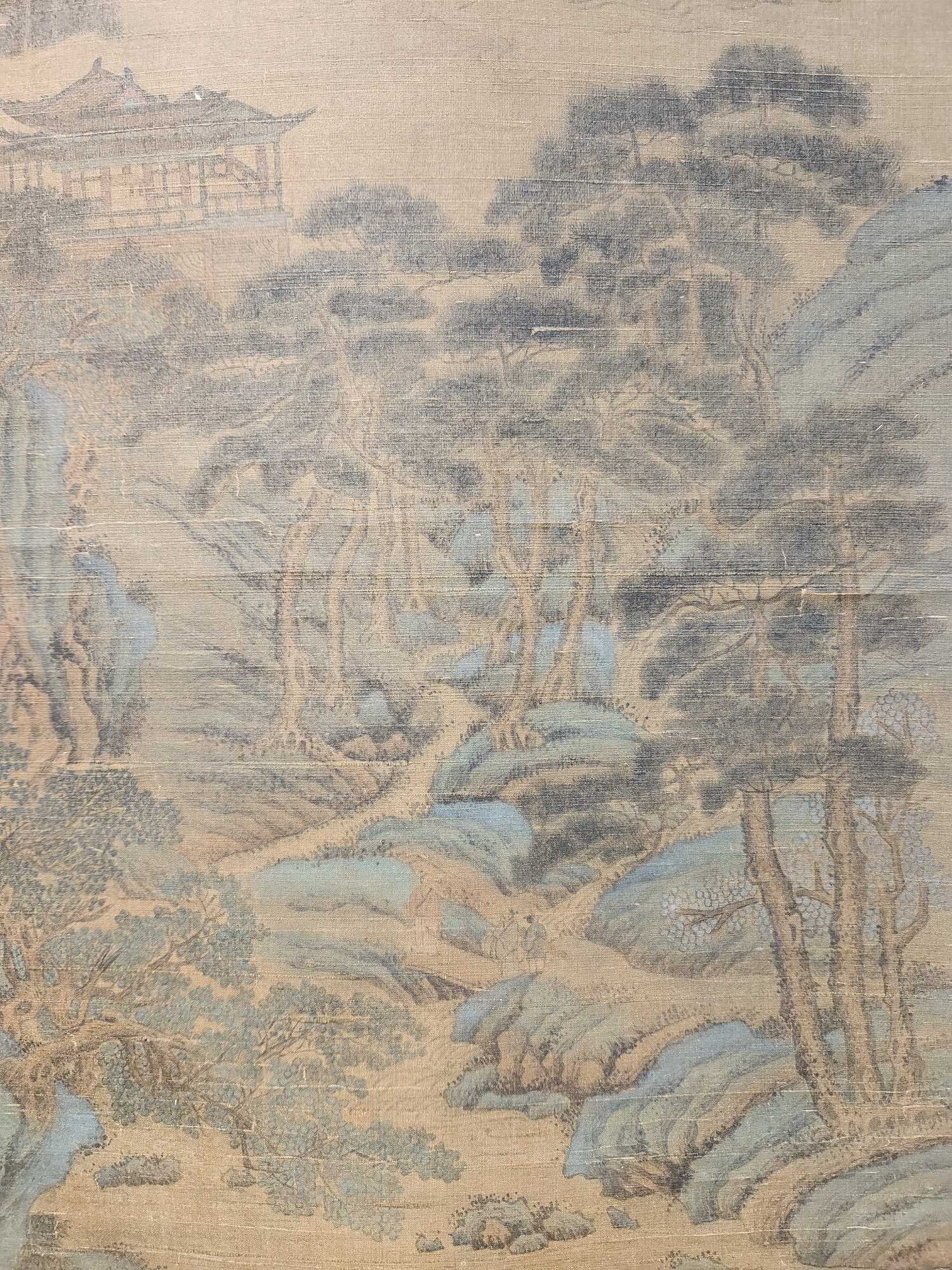 A Chinese Vertical Scroll Ink Painting of Landscape on Silk,Wang Meng - 6