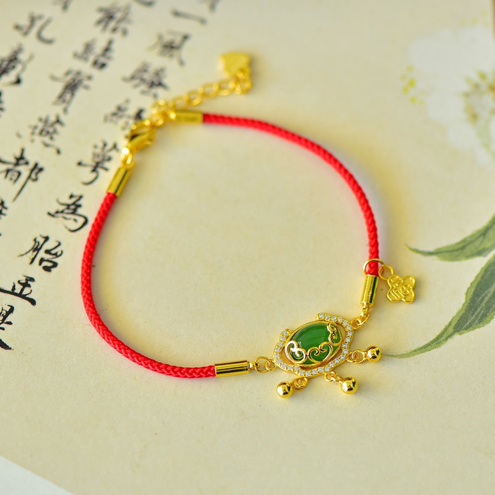 An Exquisite Sterling Silver-Gold Plated Inlaid Jasper Bracelets,Inlaid Diamond - 3