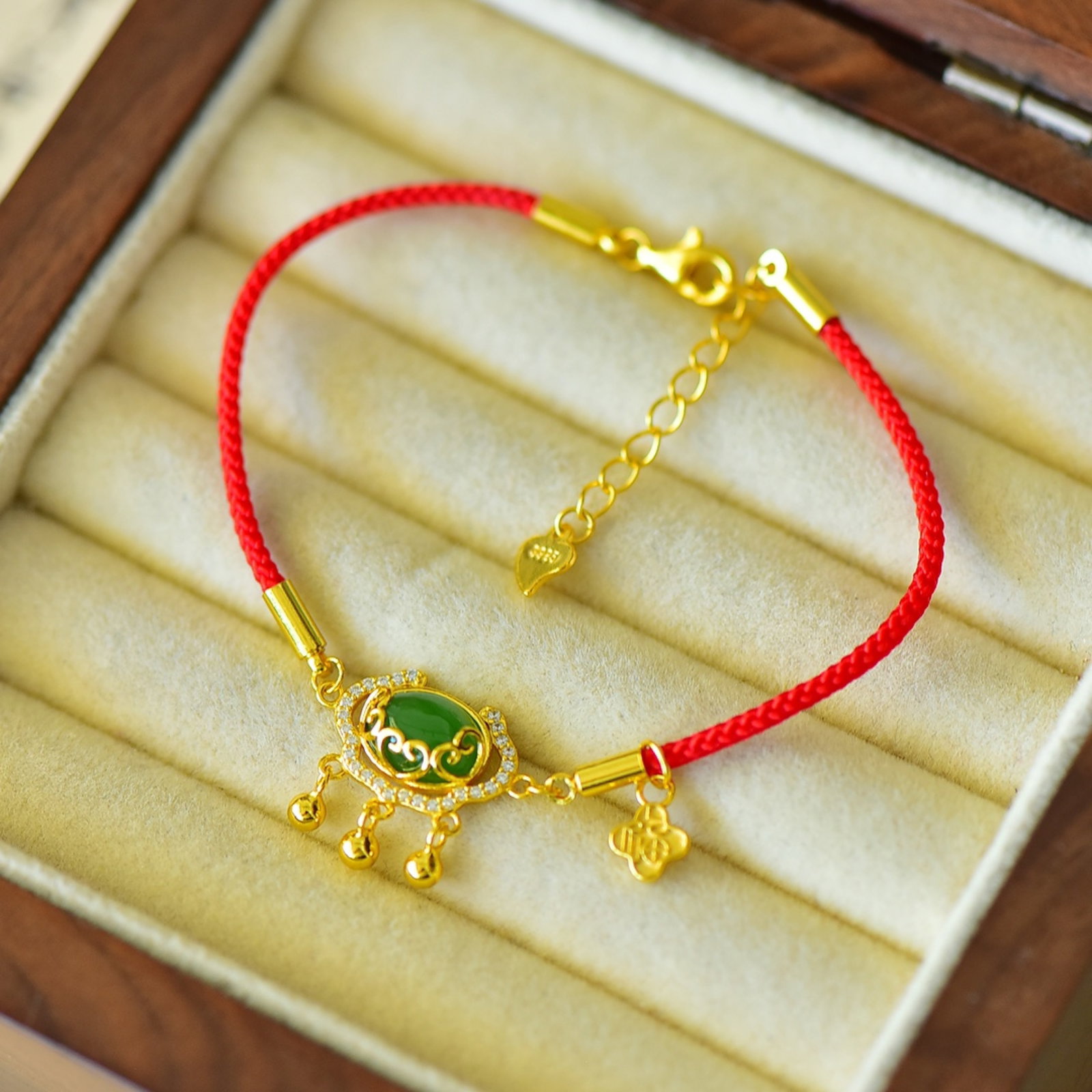 An Exquisite Sterling Silver-Gold Plated Inlaid Jasper Bracelets,Inlaid Diamond - 4
