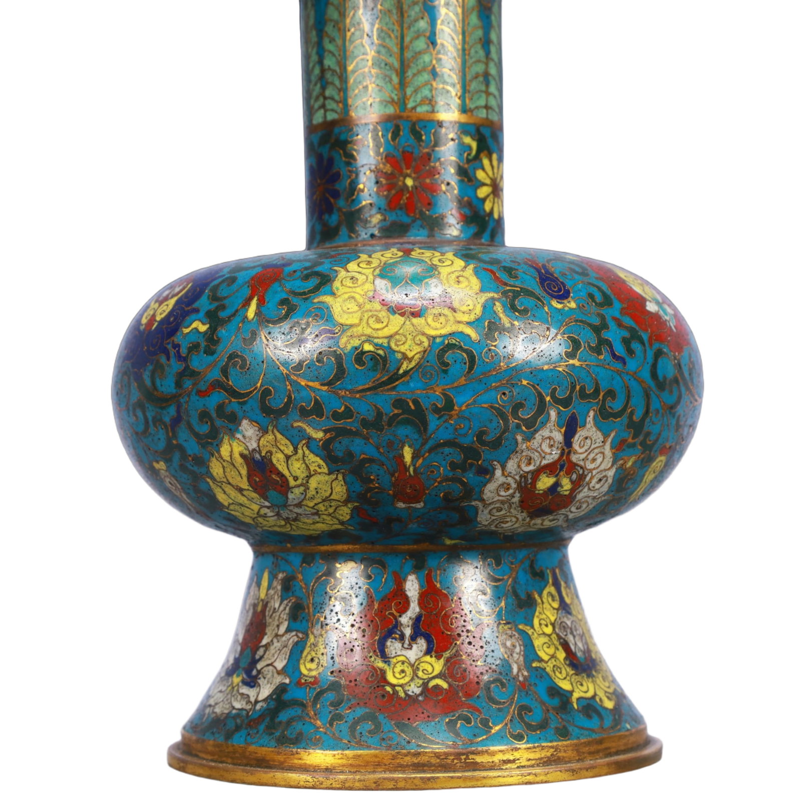 A Huge Cloisonne Lotus and Grapes Pattern Double-Ears Vase - 3