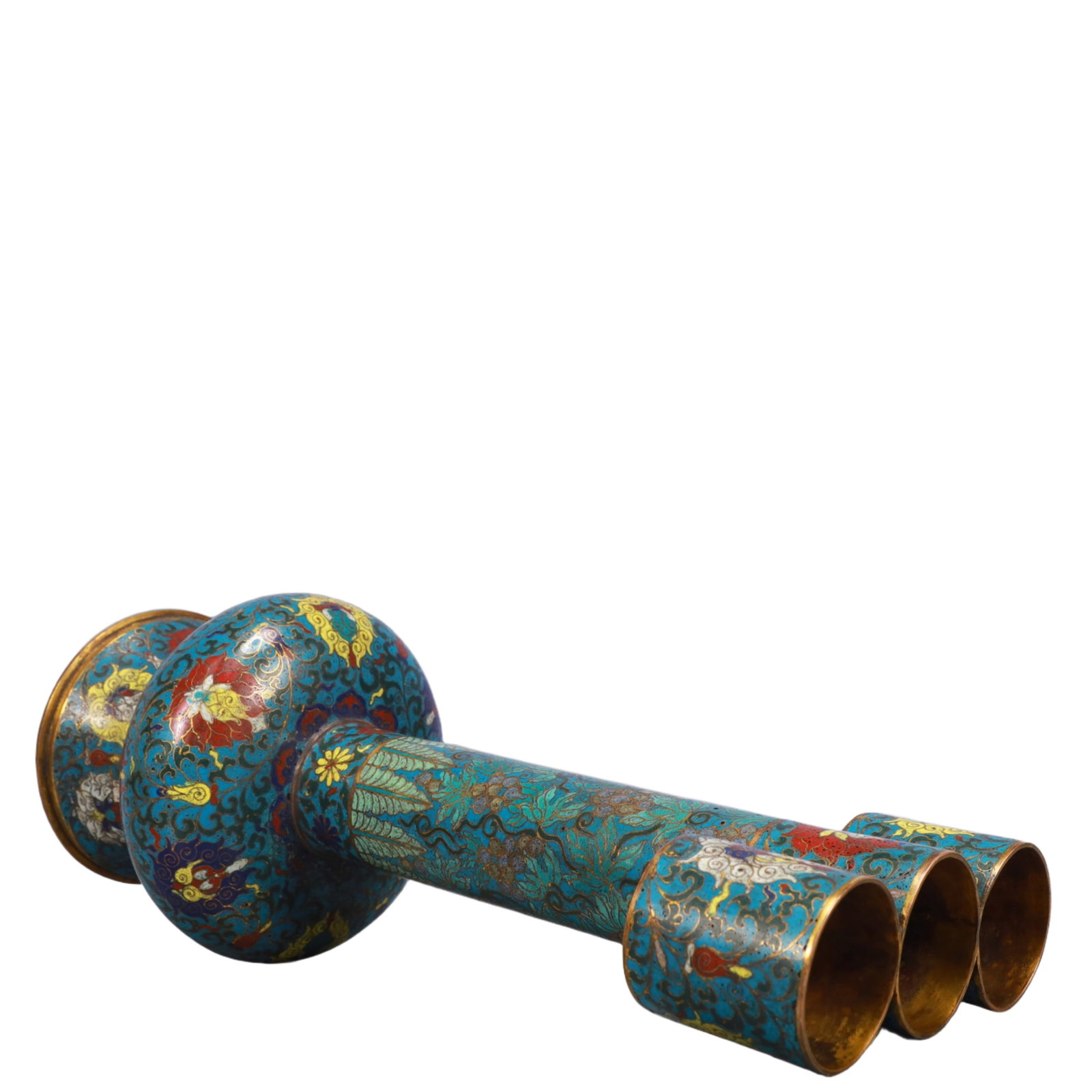 A Huge Cloisonne Lotus and Grapes Pattern Double-Ears Vase - 8