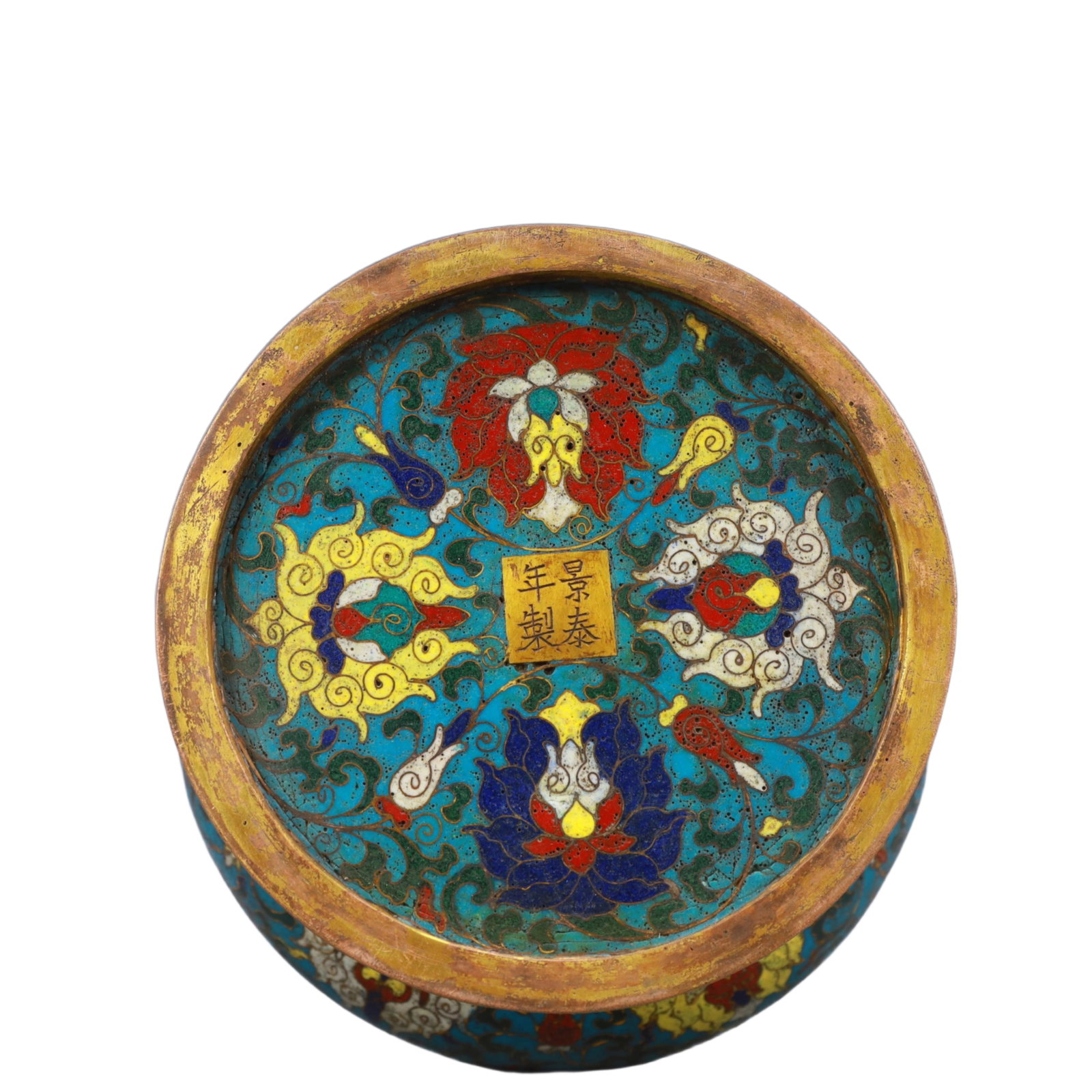 A Huge Cloisonne Lotus and Grapes Pattern Double-Ears Vase - 9