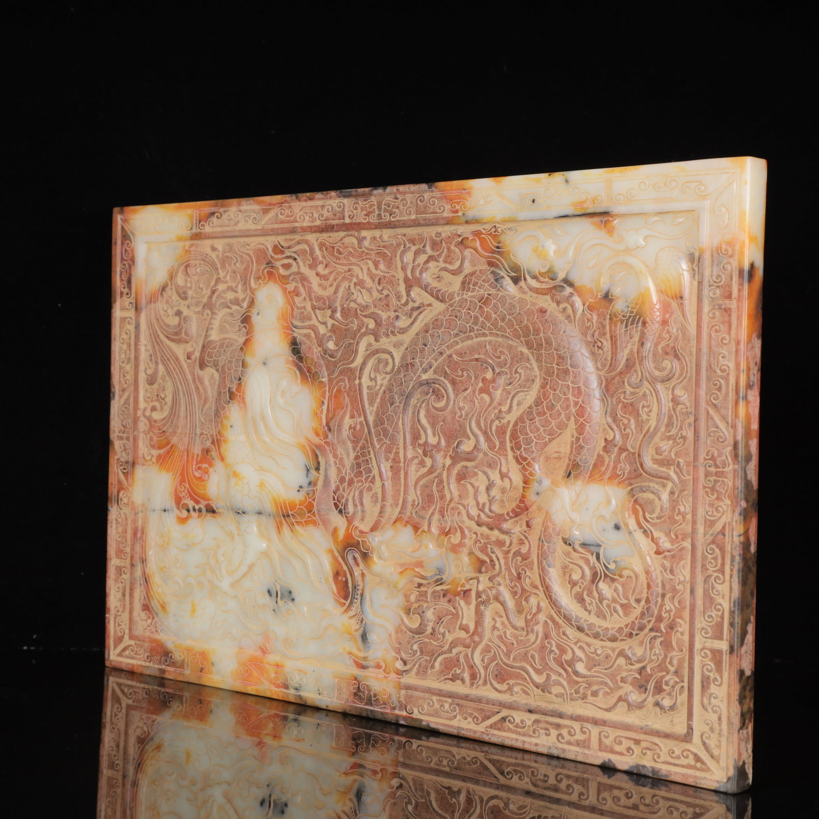 An Exquisite White Jade Dragon Pattern Ornament,with Poem - 5