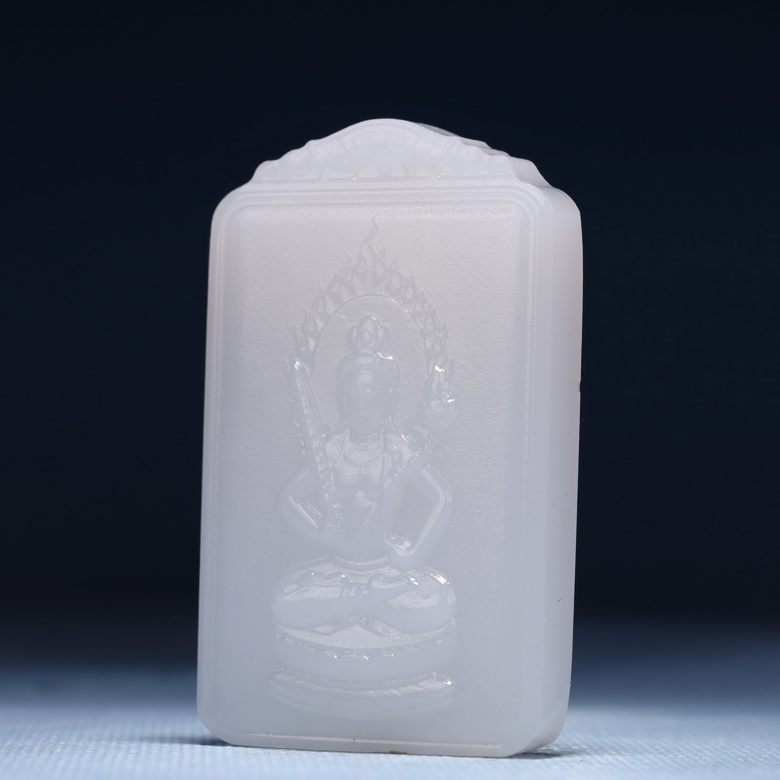 An Exquisite White Jade Statue of Manjusri Pendant - 2
