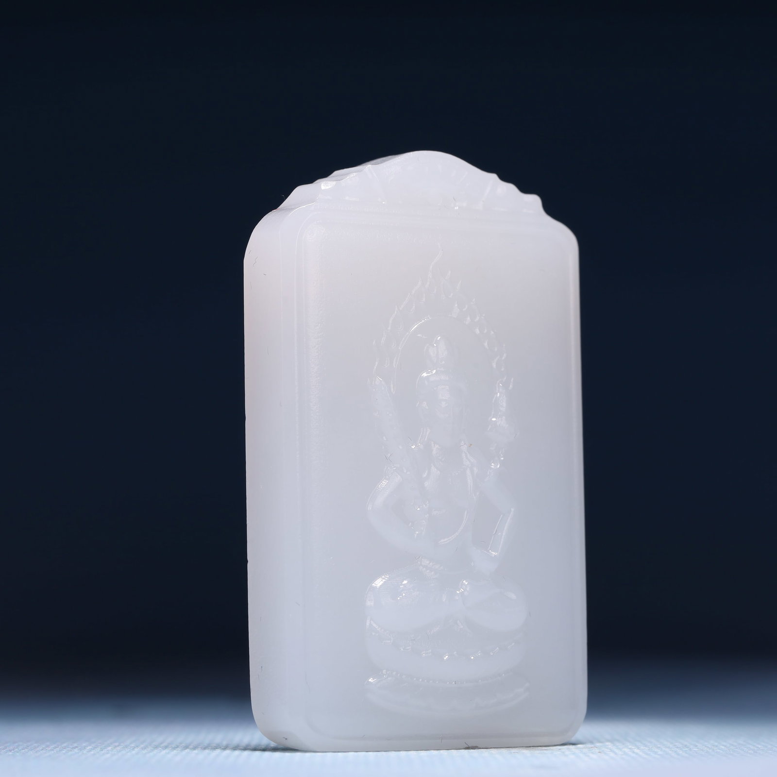 An Exquisite White Jade Statue of Manjusri Pendant - 3