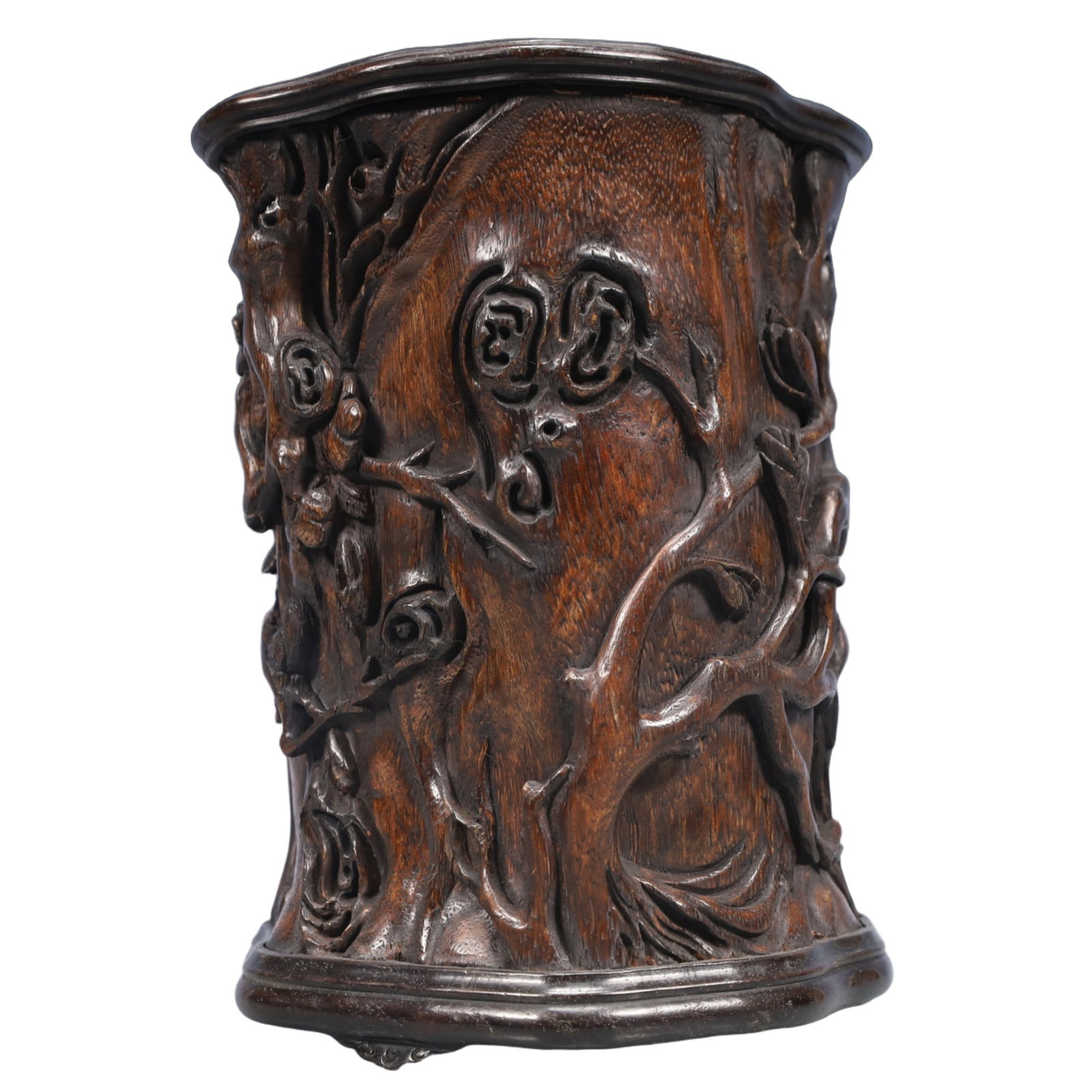 An Exquisite Eaglewood Flower and Bird Pattern Brush Pot - 4
