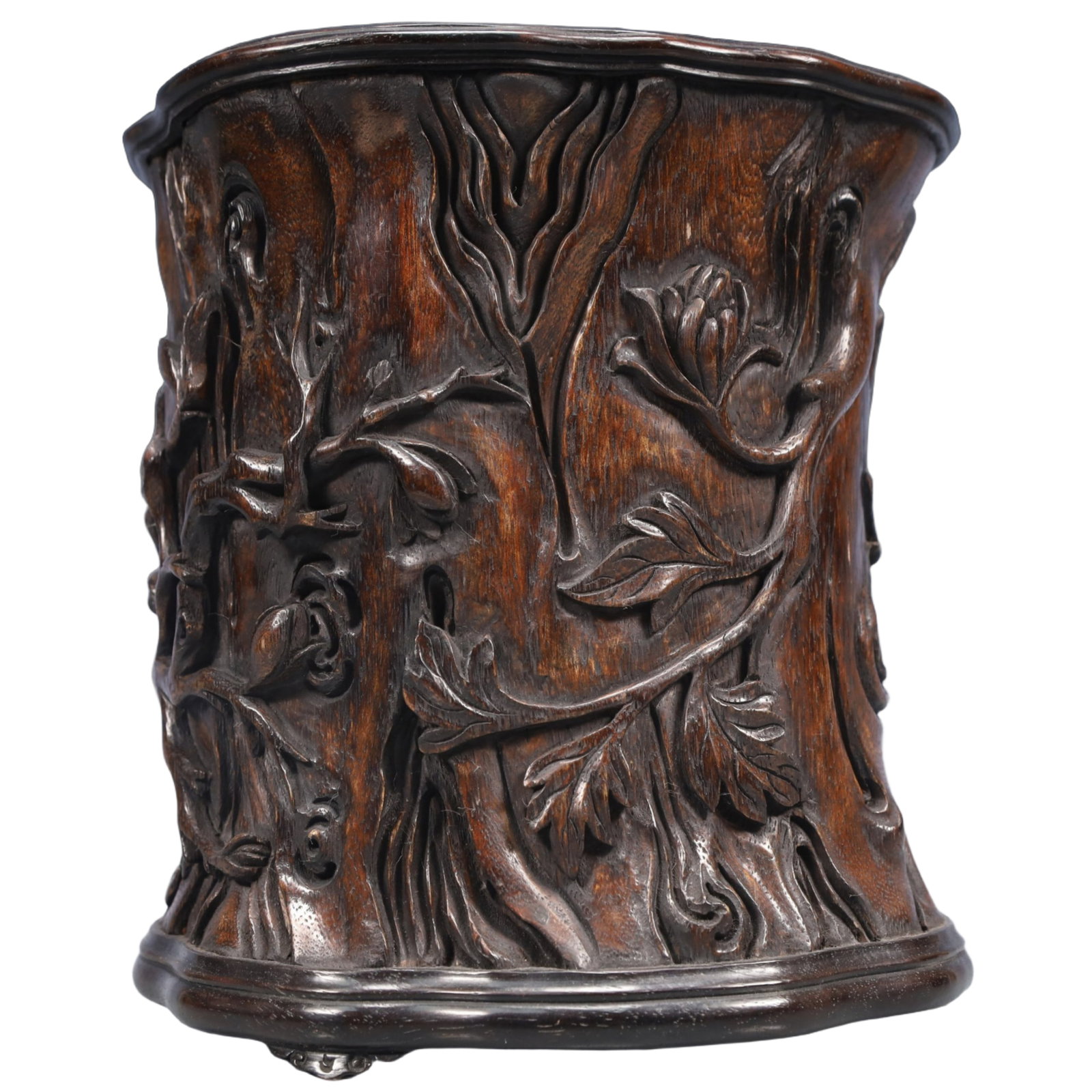 An Exquisite Eaglewood Flower and Bird Pattern Brush Pot - 6