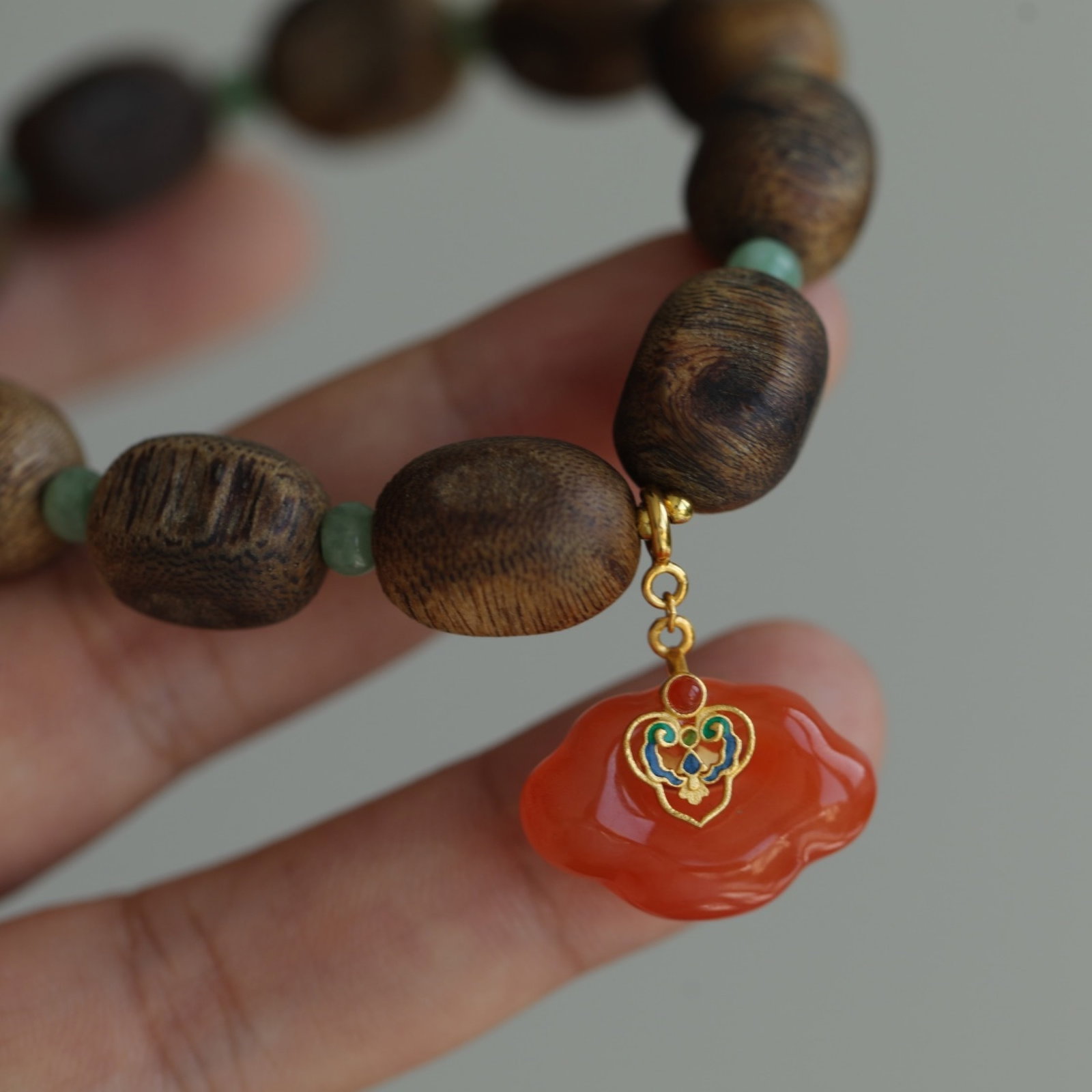 An Exquisite Eaglewood Bracelets,With Jadeite - 5