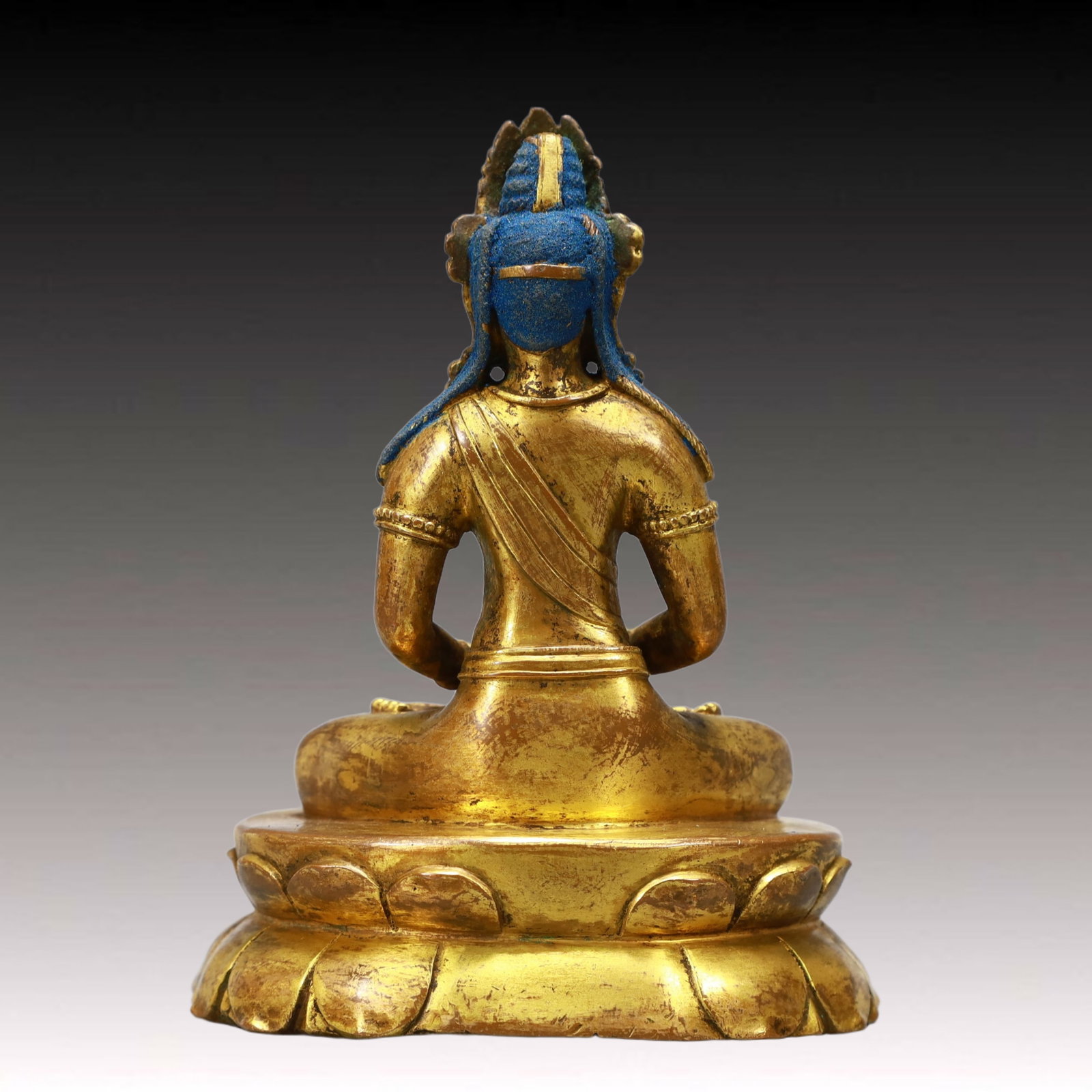 A Solemn Gilt Bronze Statue of Amitayus,Inlaid Turquoise - 9
