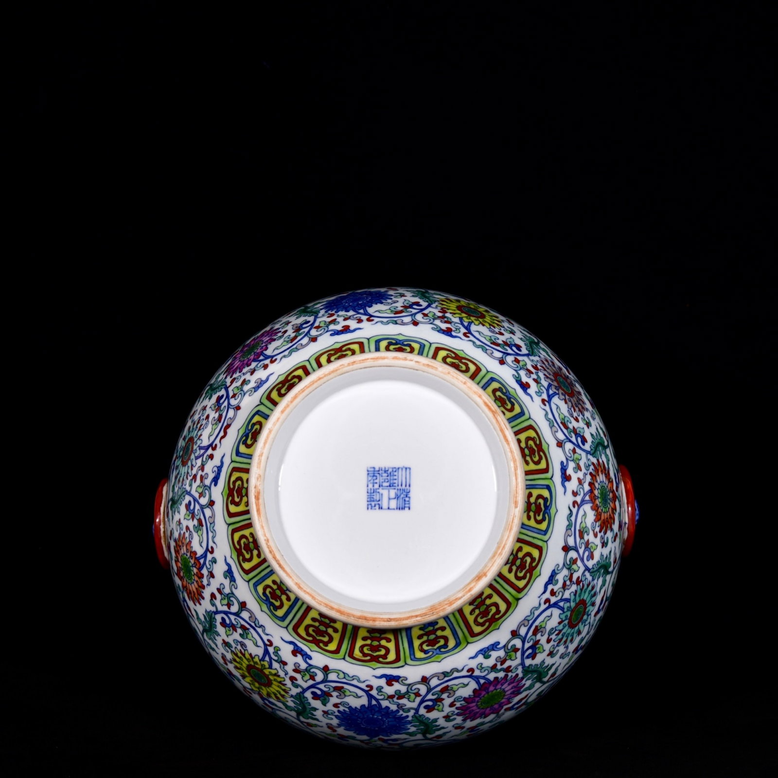 A Rare Doucai Lotus and Eight Treasures Pattern Beast-Ears Vase - 9