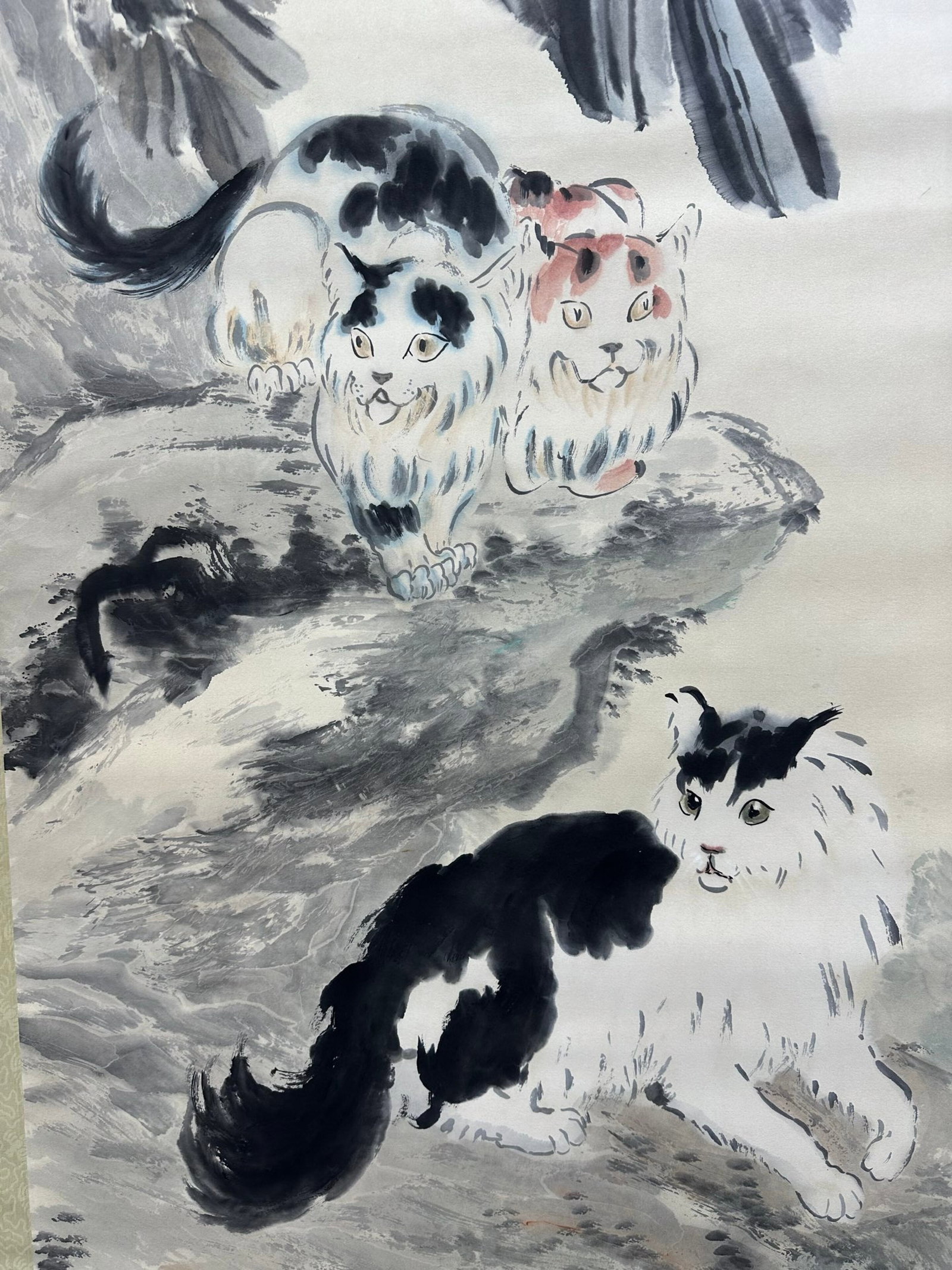 A Chinese Vertical Scroll Ink Painting of Cat on Paper,Xu Beihong - 7