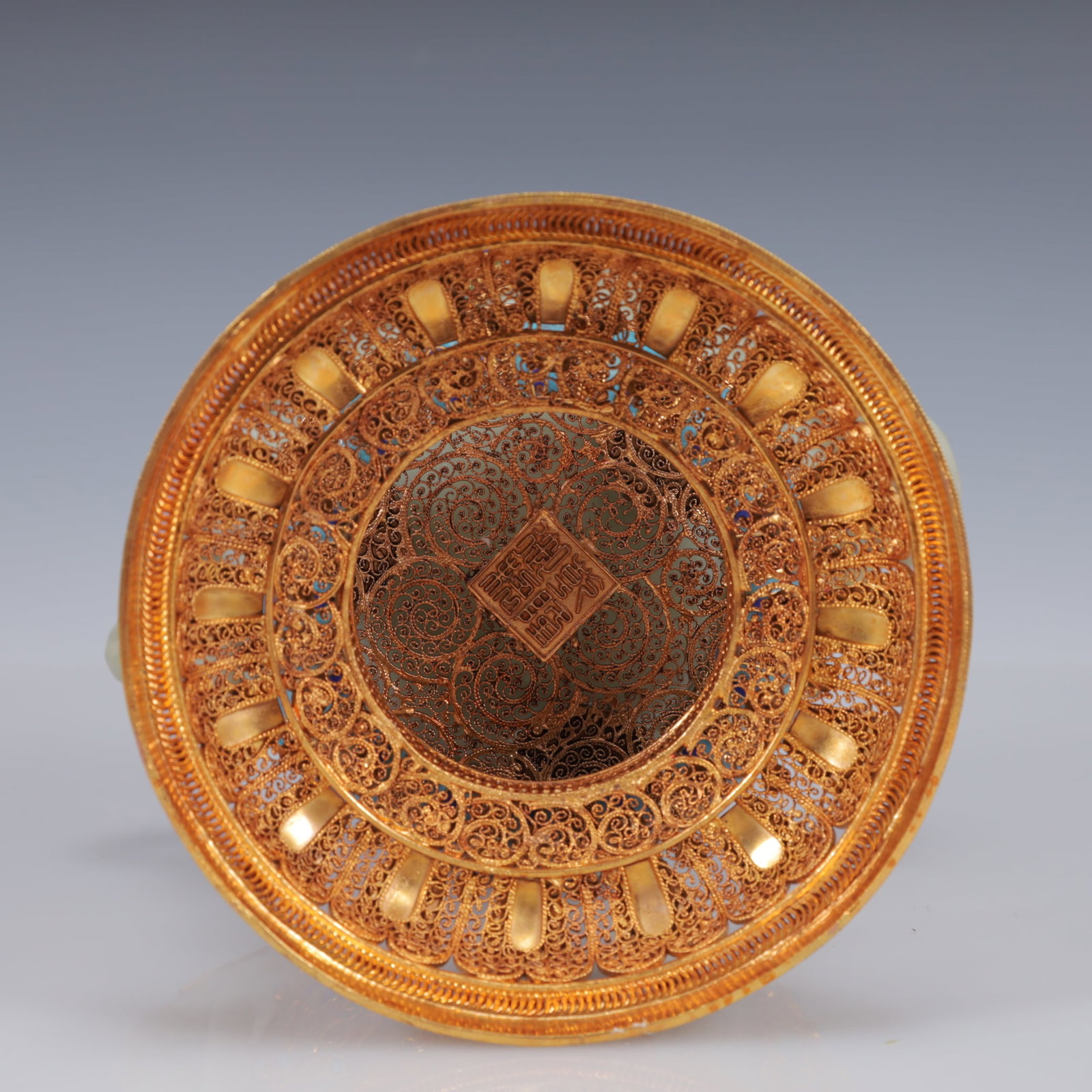 An Exquisite Filigree and Gilding Inlaid White Jade Double-Ears and Tripod Censer,Inlaid Gems - 14