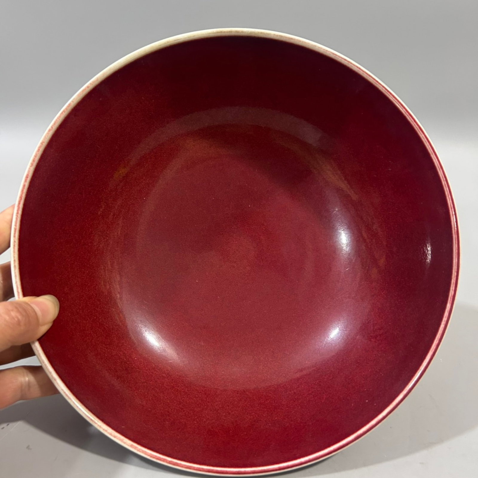 An Exquisite Blue Ground Ji Red Glazed Auspicious Cloud and Dragon Pattern Bowl - 5
