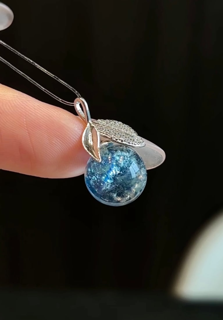 An Exquisite Sterling Silver Inlaid Aquamarine Pendant,Inlaid Gems - 2