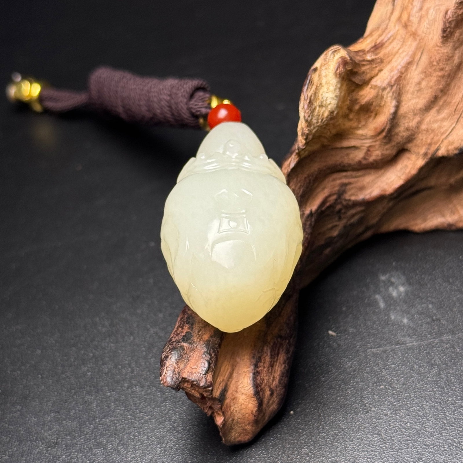 An Exquisite White Jade Statue of Mammon Pendant - 6
