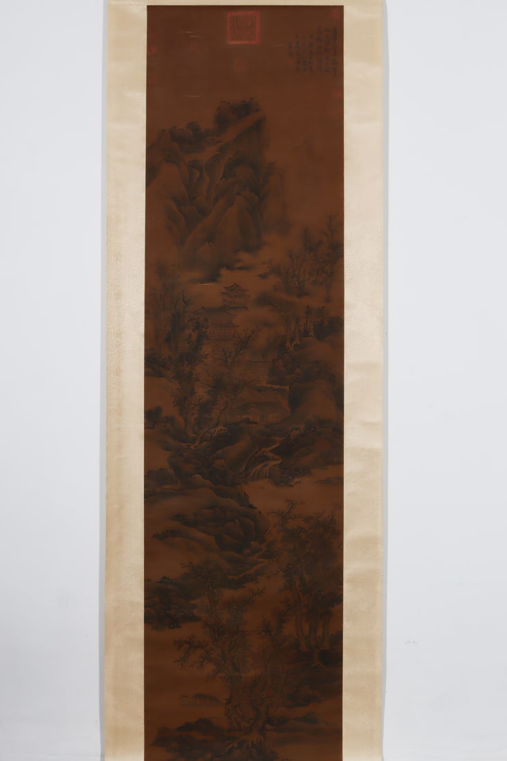 A Chinese Vertical Scroll Ink Painting of Landscape and Figure on Paper,Liu Songnian - 2