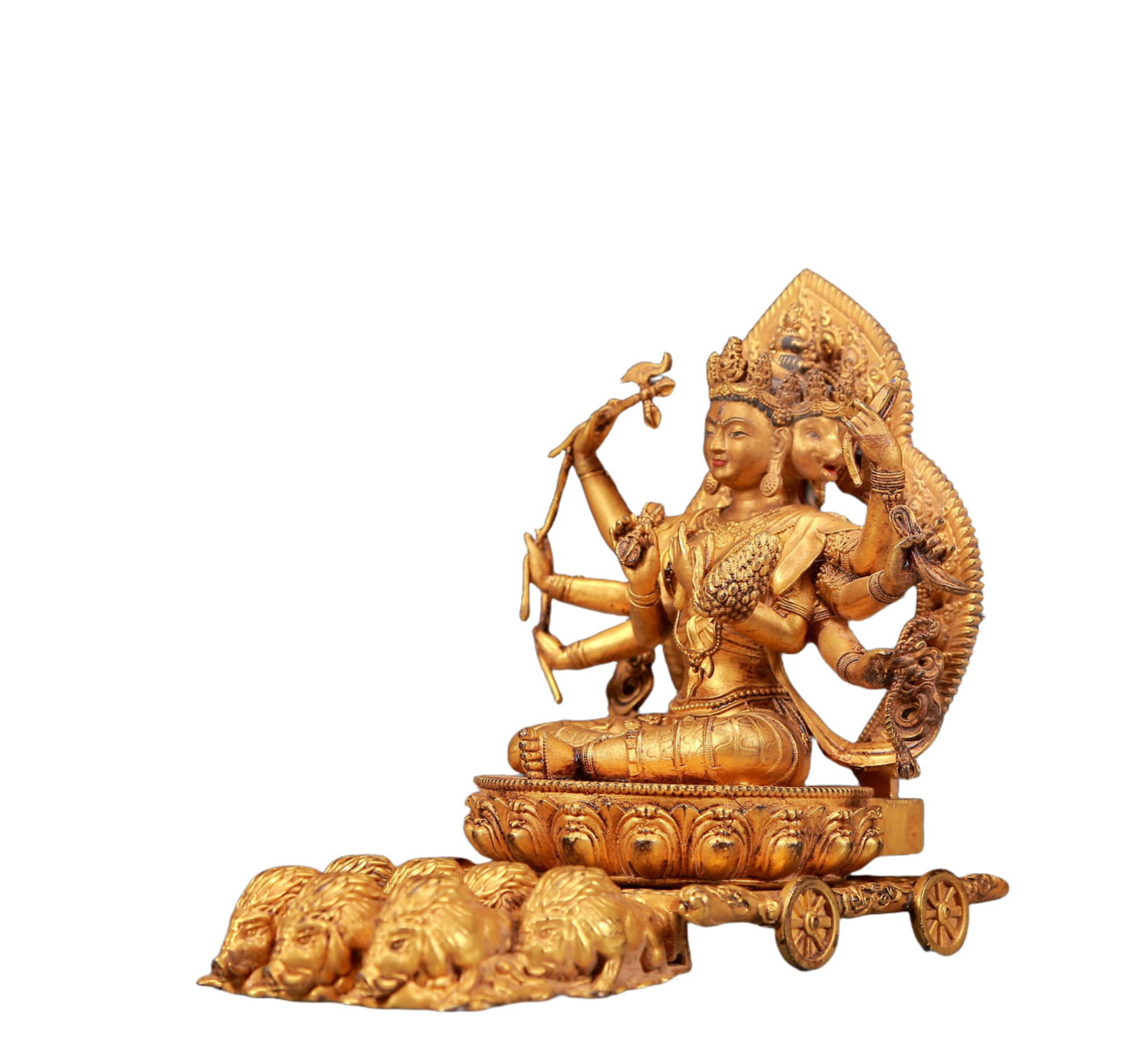 A Solemn Gilt Bronze Statue of Marici - 2