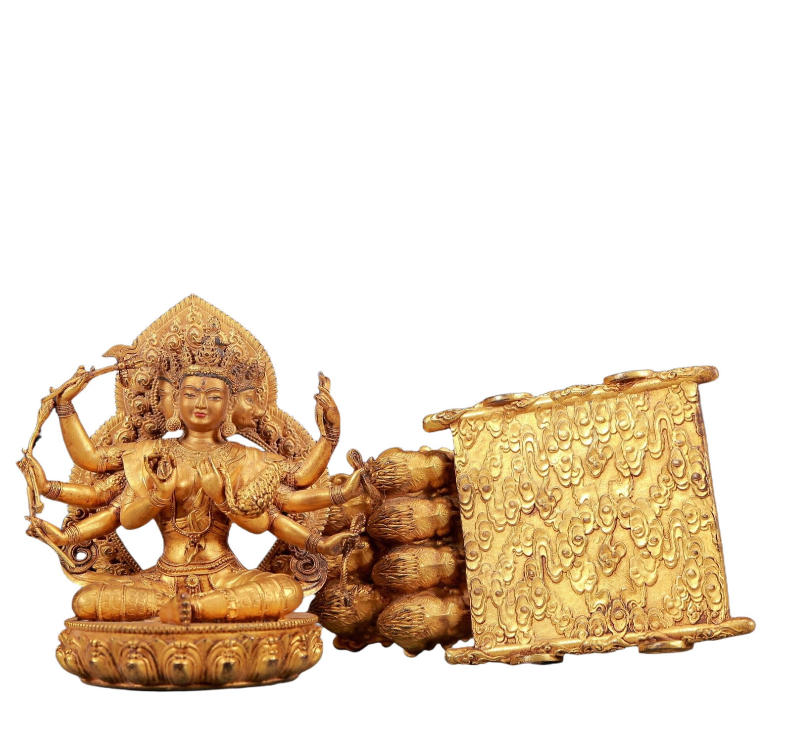A Solemn Gilt Bronze Statue of Marici - 3