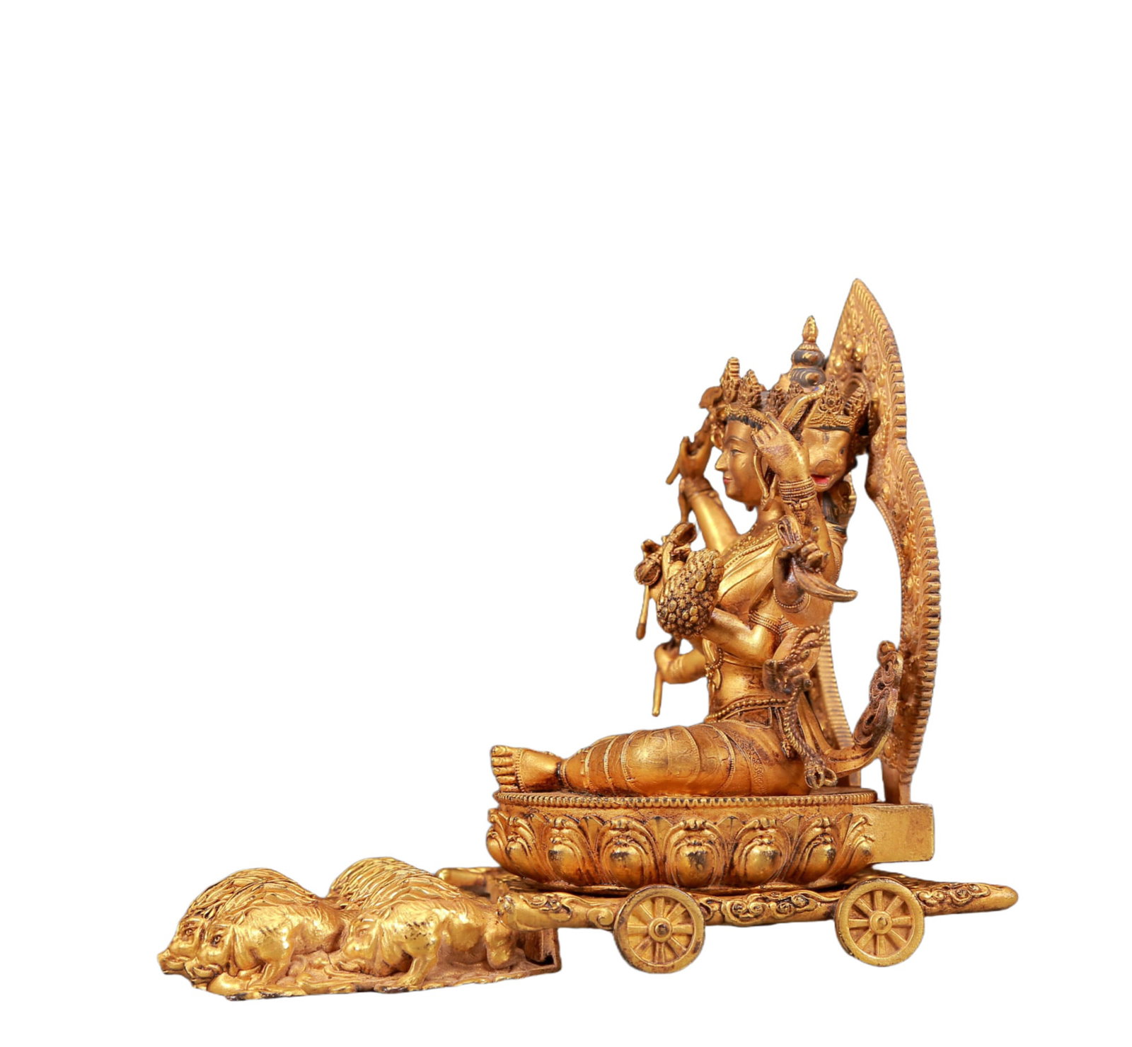A Solemn Gilt Bronze Statue of Marici - 4