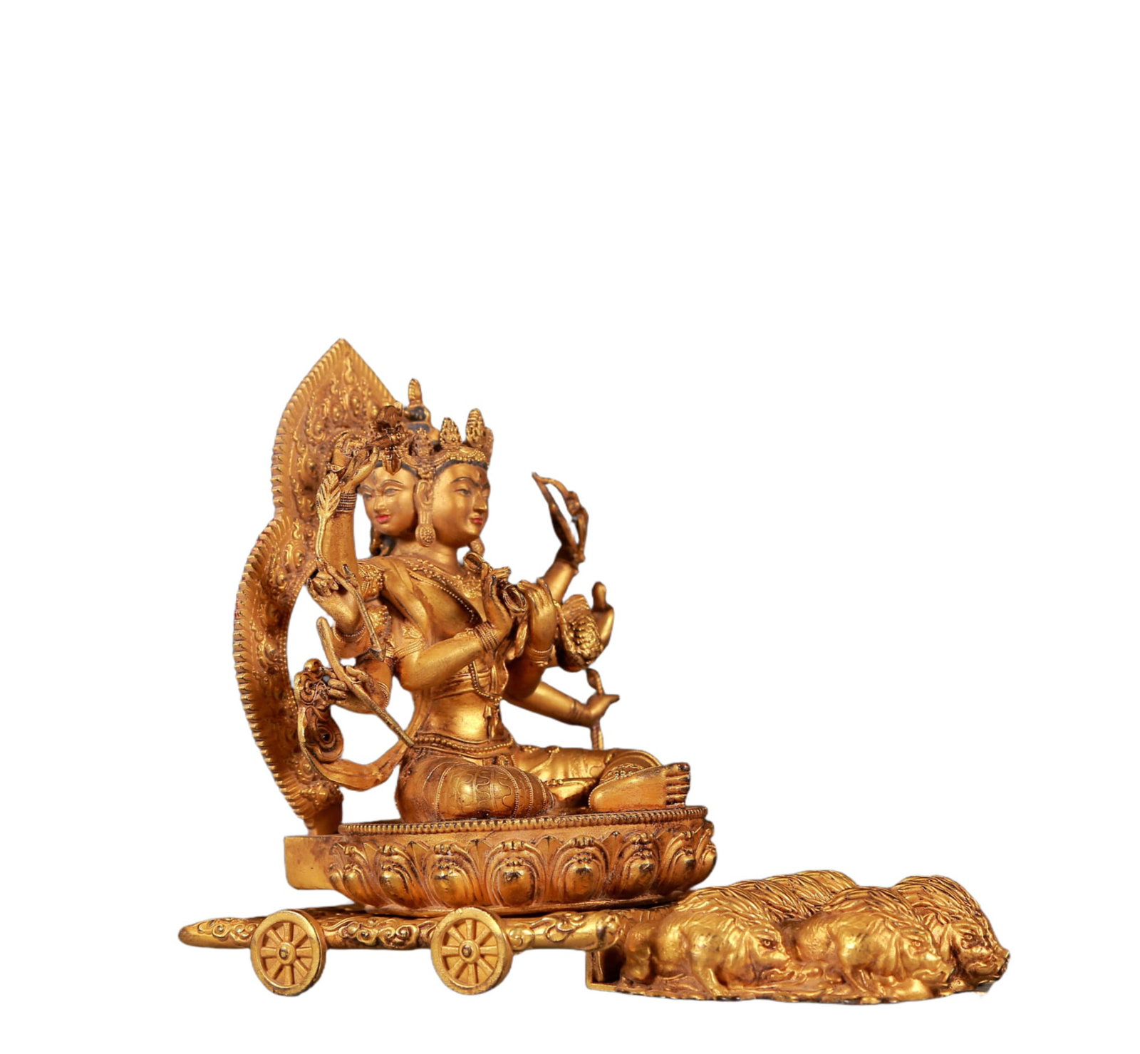 A Solemn Gilt Bronze Statue of Marici - 6