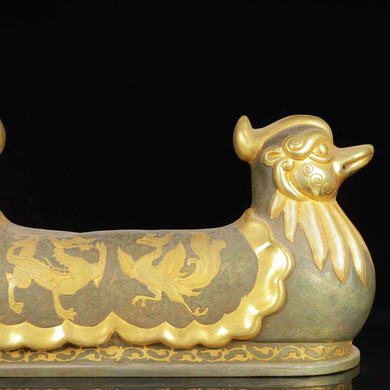 An Exquisite Gilt Silver Dragon and Phoenix Pattern Auspicious Beast Ornament - 11