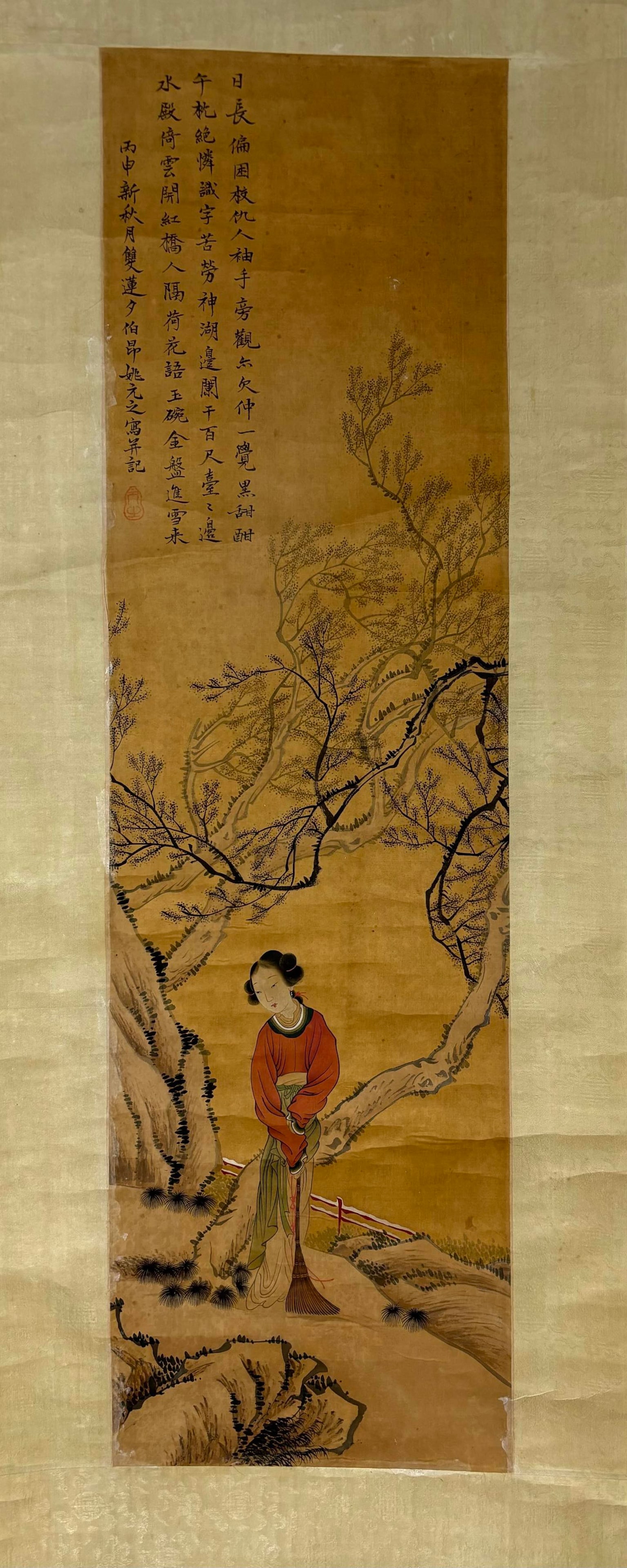 A Chinese Vertical Scroll Ink Painting of Woman on Silk,Yao Yuanzhi - 2