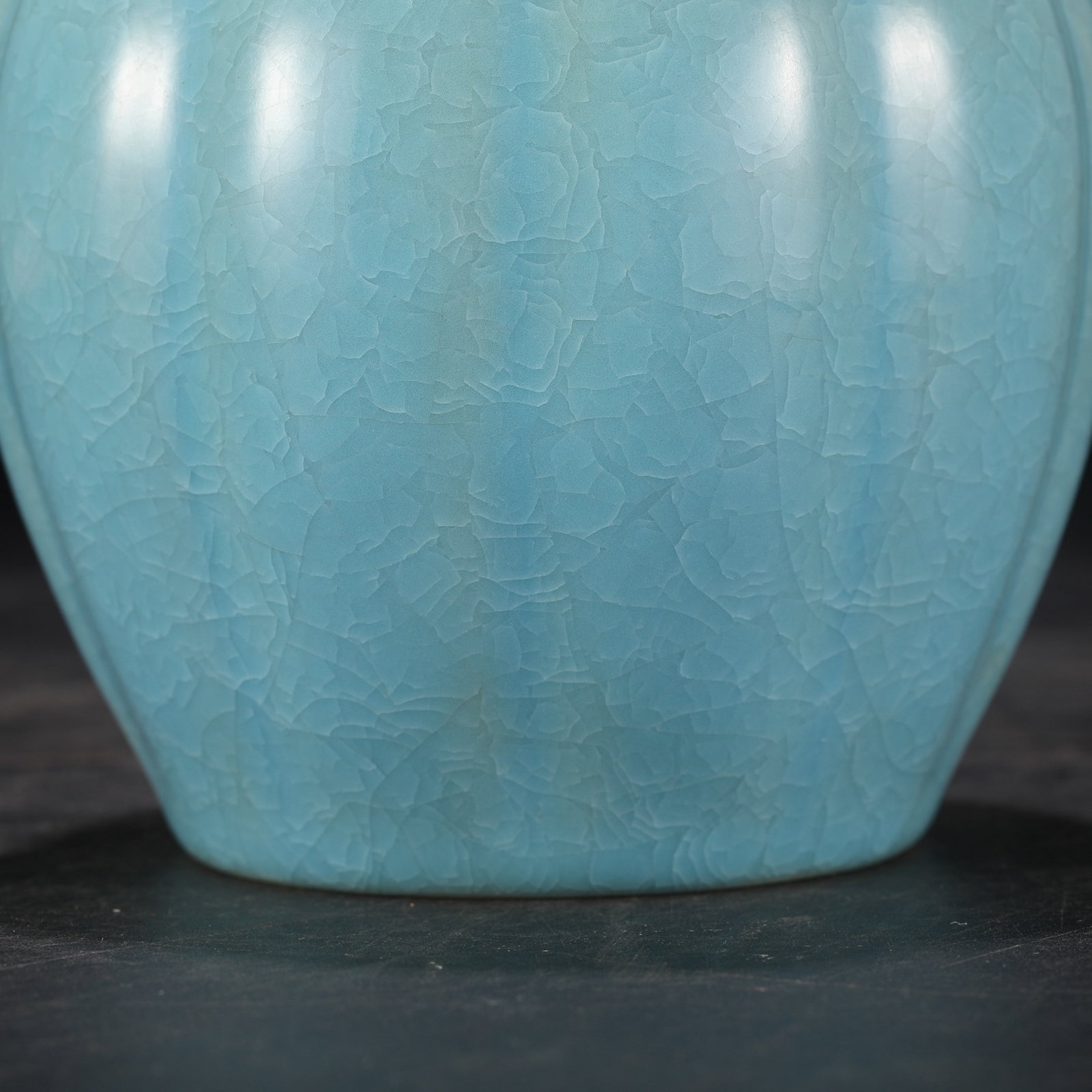 An Exquisite Ru yao Sky Blue Glazed Cover with Silver Pomegranate-Shaped Vase,With an Imperial Poem - 4