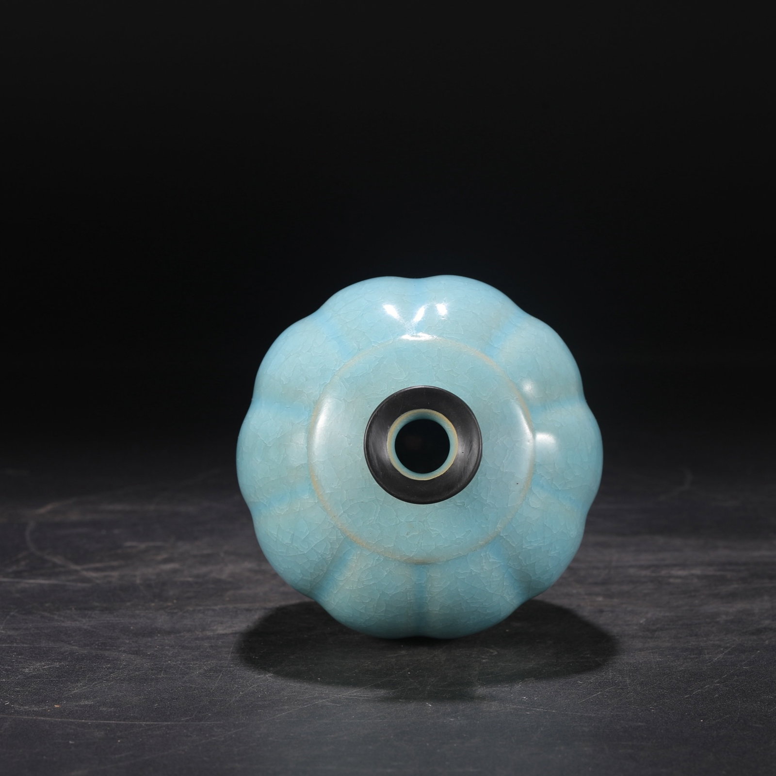 An Exquisite Ru yao Sky Blue Glazed Cover with Silver Pomegranate-Shaped Vase,With an Imperial Poem - 5
