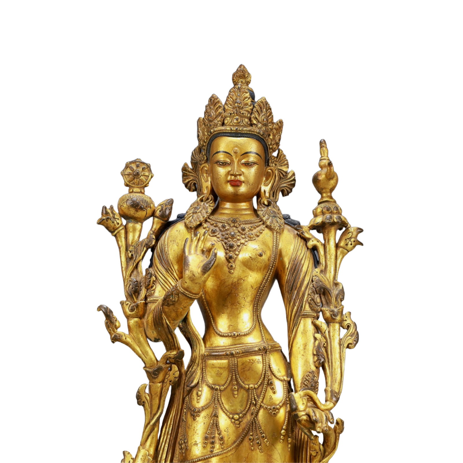 A Solemn Gilt Bronze Statue of Manjusri - 2