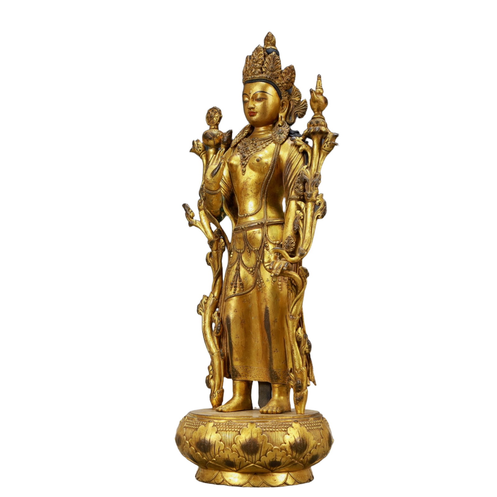 A Solemn Gilt Bronze Statue of Manjusri - 4
