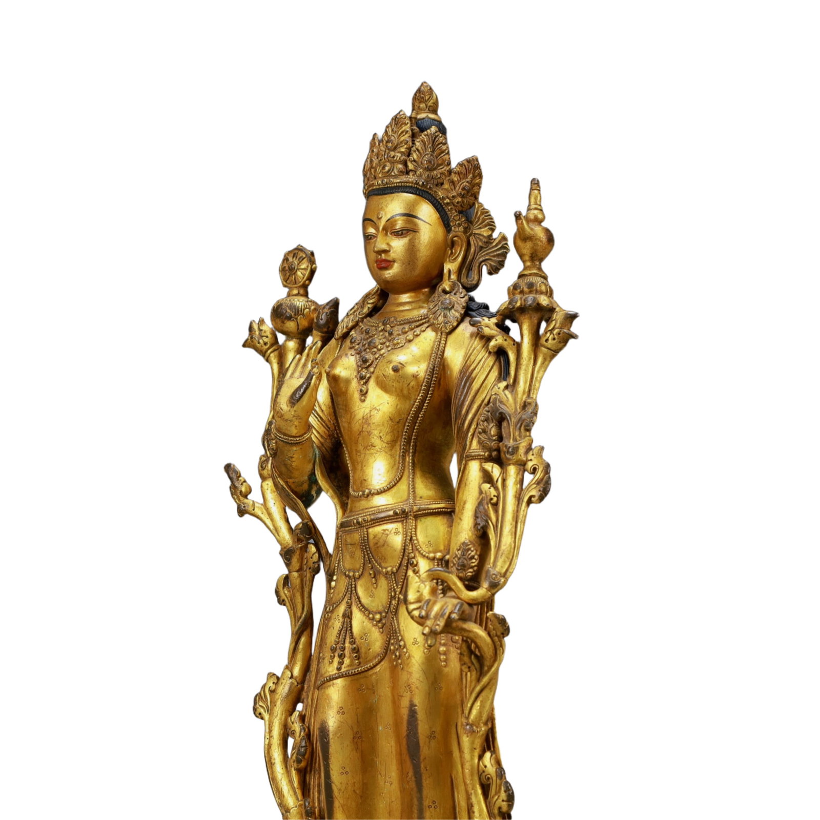 A Solemn Gilt Bronze Statue of Manjusri - 5