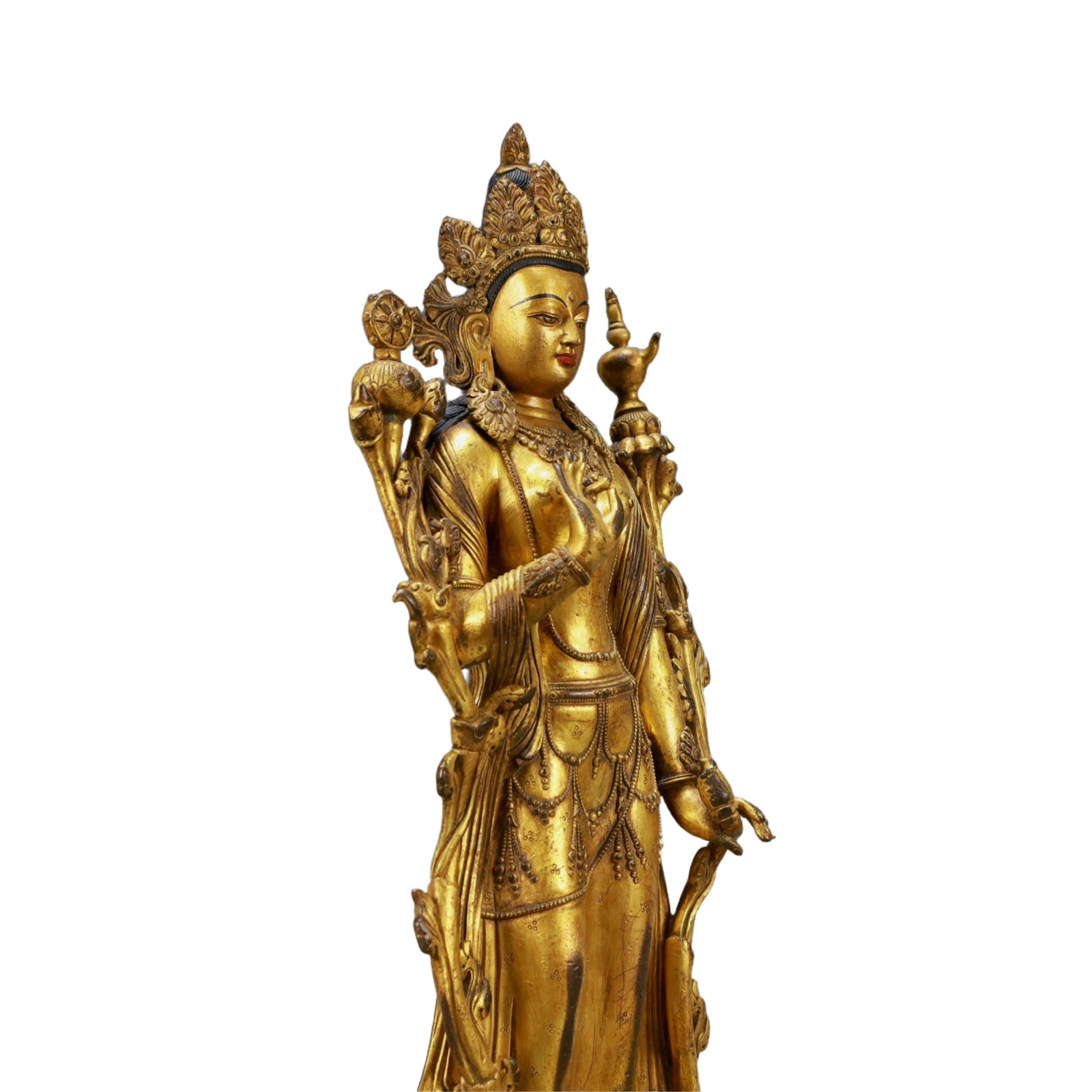 A Solemn Gilt Bronze Statue of Manjusri - 7