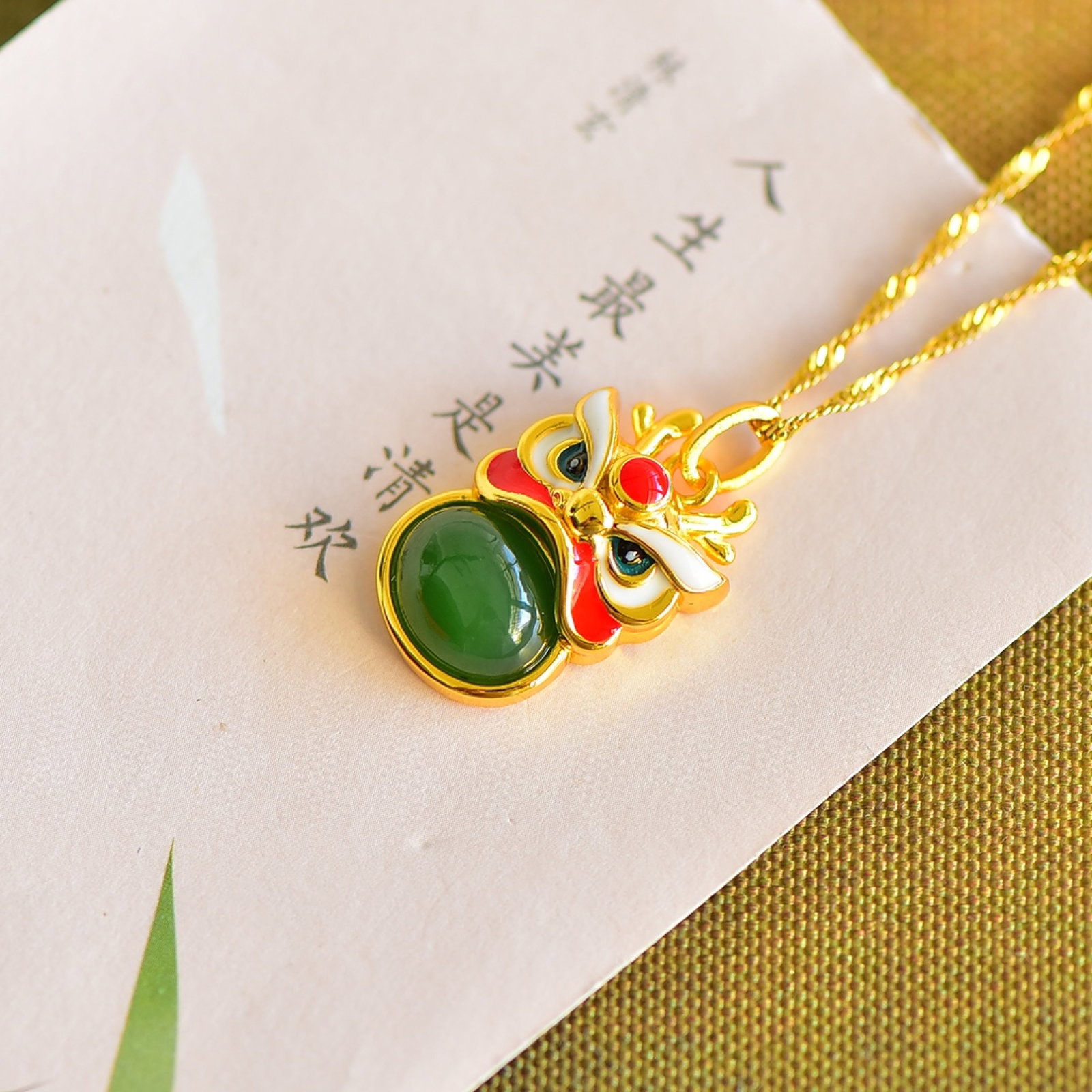 An Exquisite Sterling Silver-Gold Plated Inlaid Jasper Enamel Pendant - 3