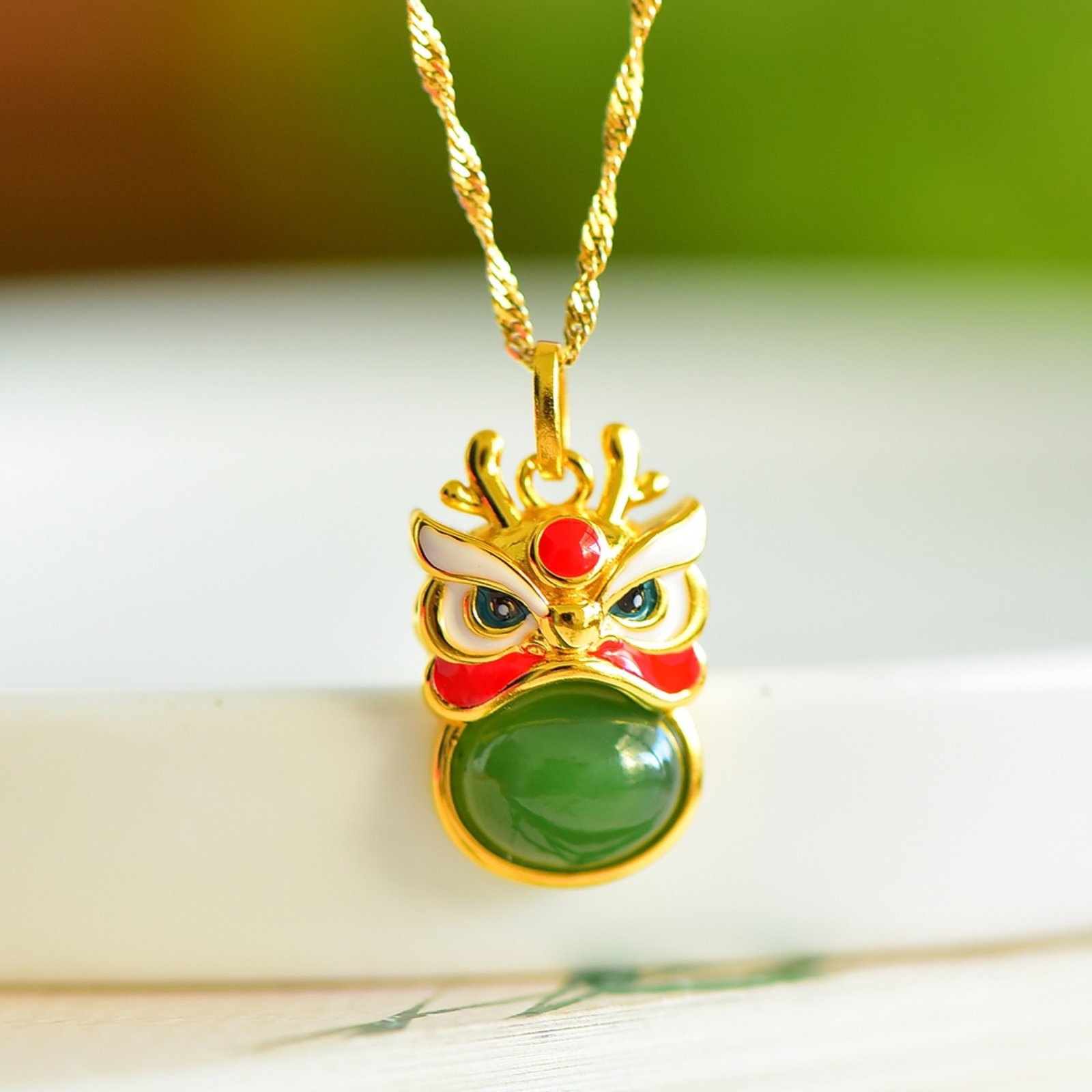An Exquisite Sterling Silver-Gold Plated Inlaid Jasper Enamel Pendant - 4