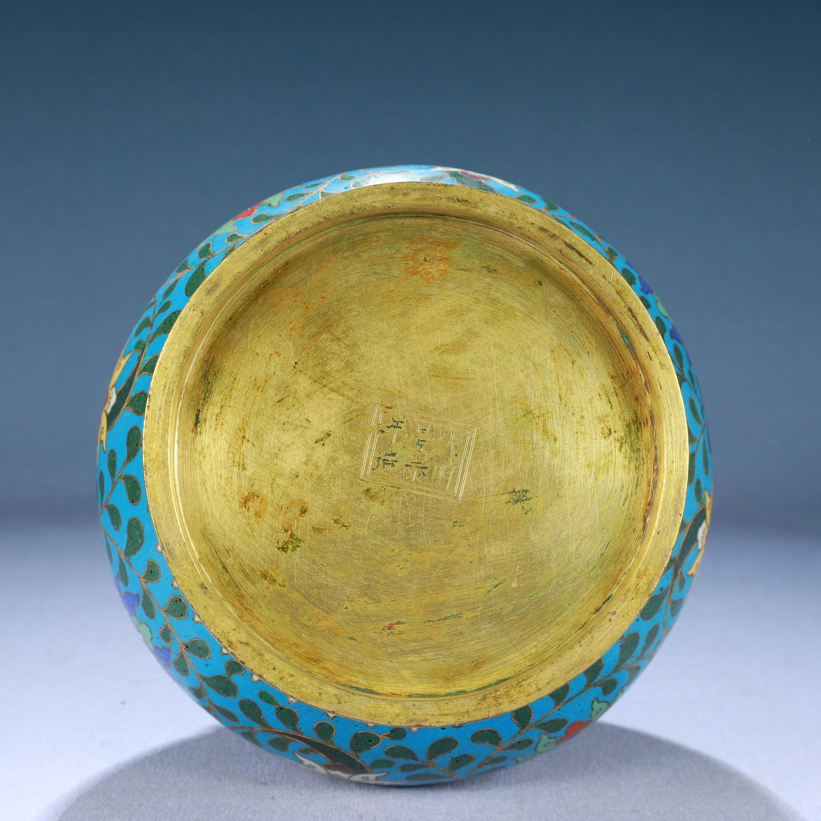 A Rare Cloisonne Lotus Pattern Dragon-Ears Vase - 9