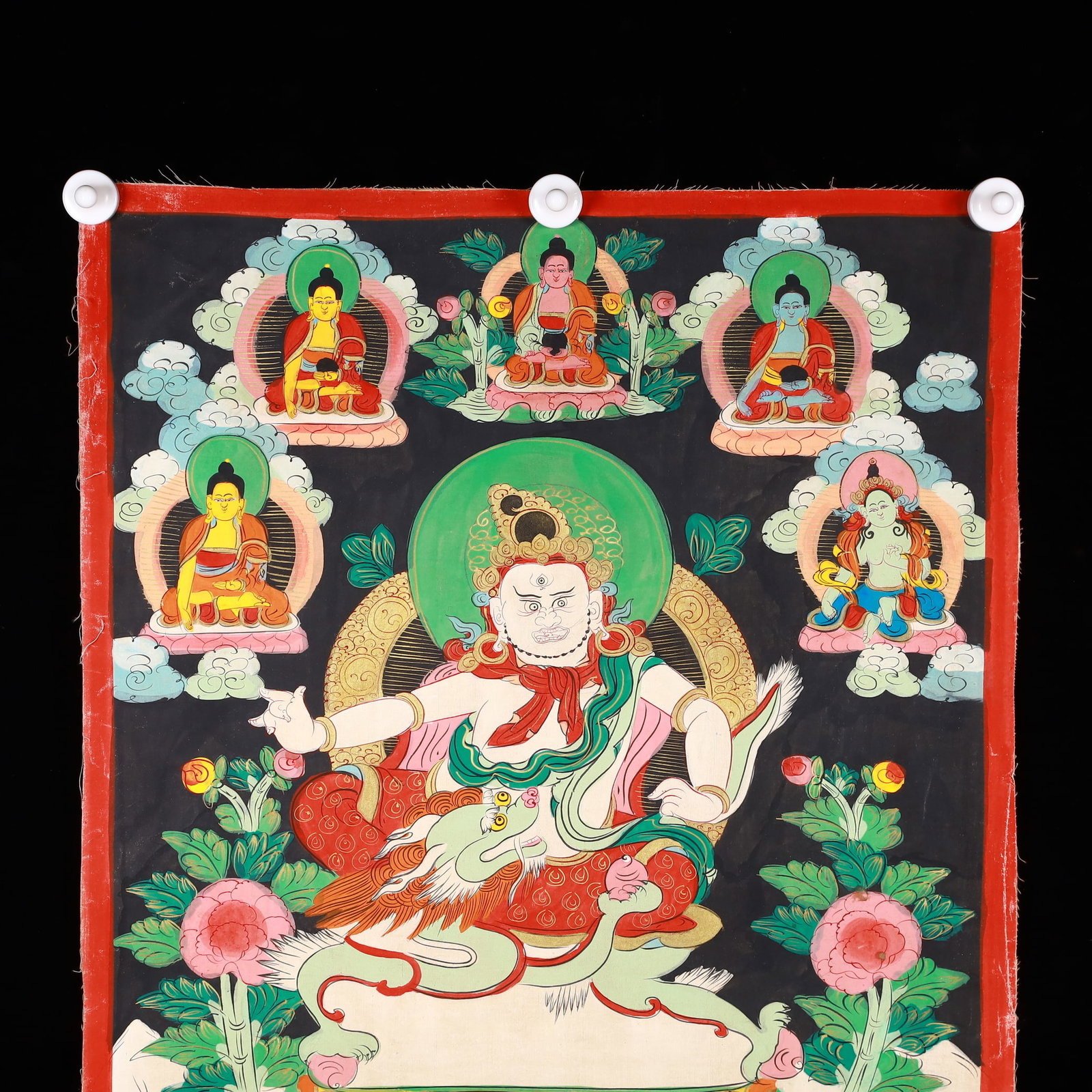 A Rare Painted Color Statue of Mammon Tangka - 2