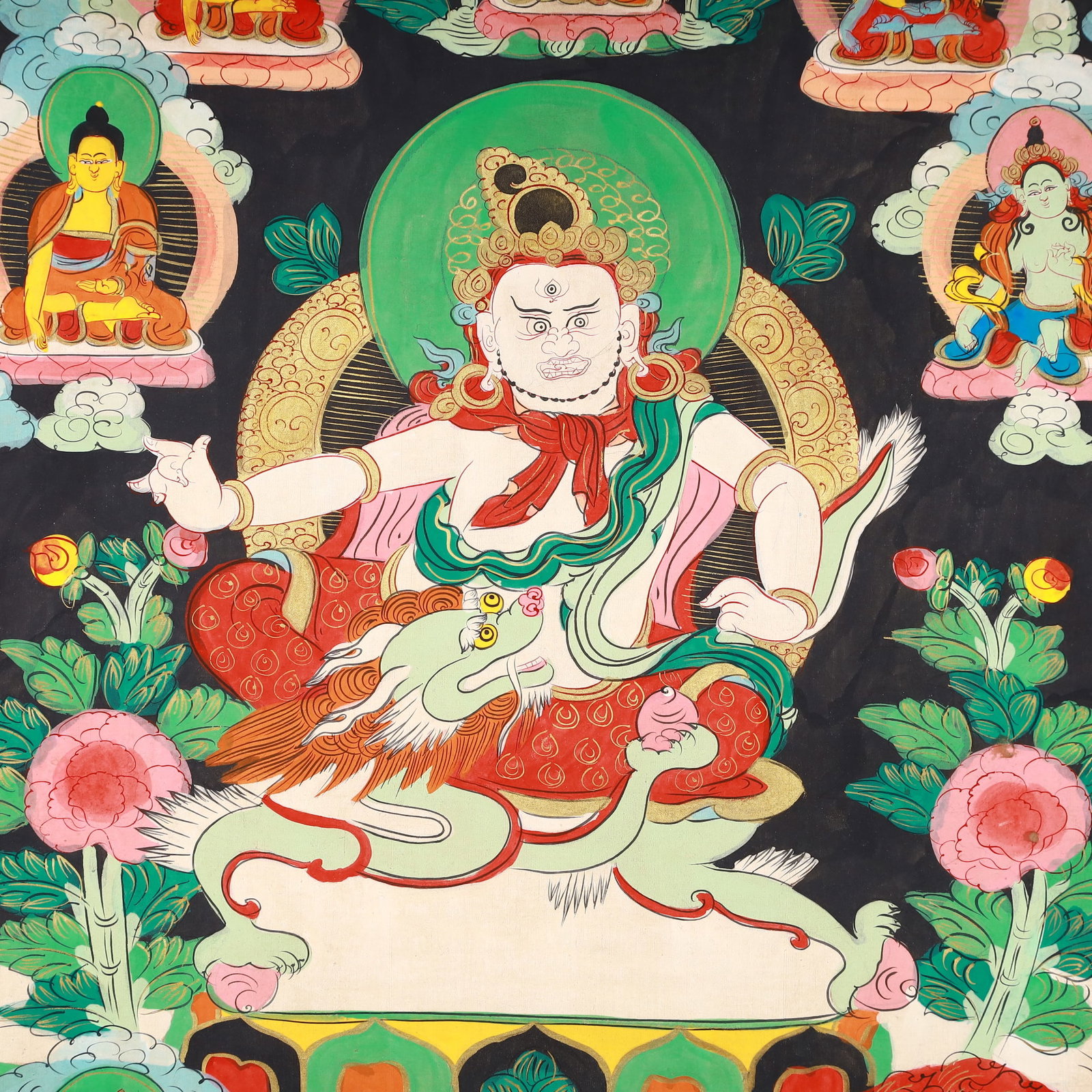 A Rare Painted Color Statue of Mammon Tangka - 6