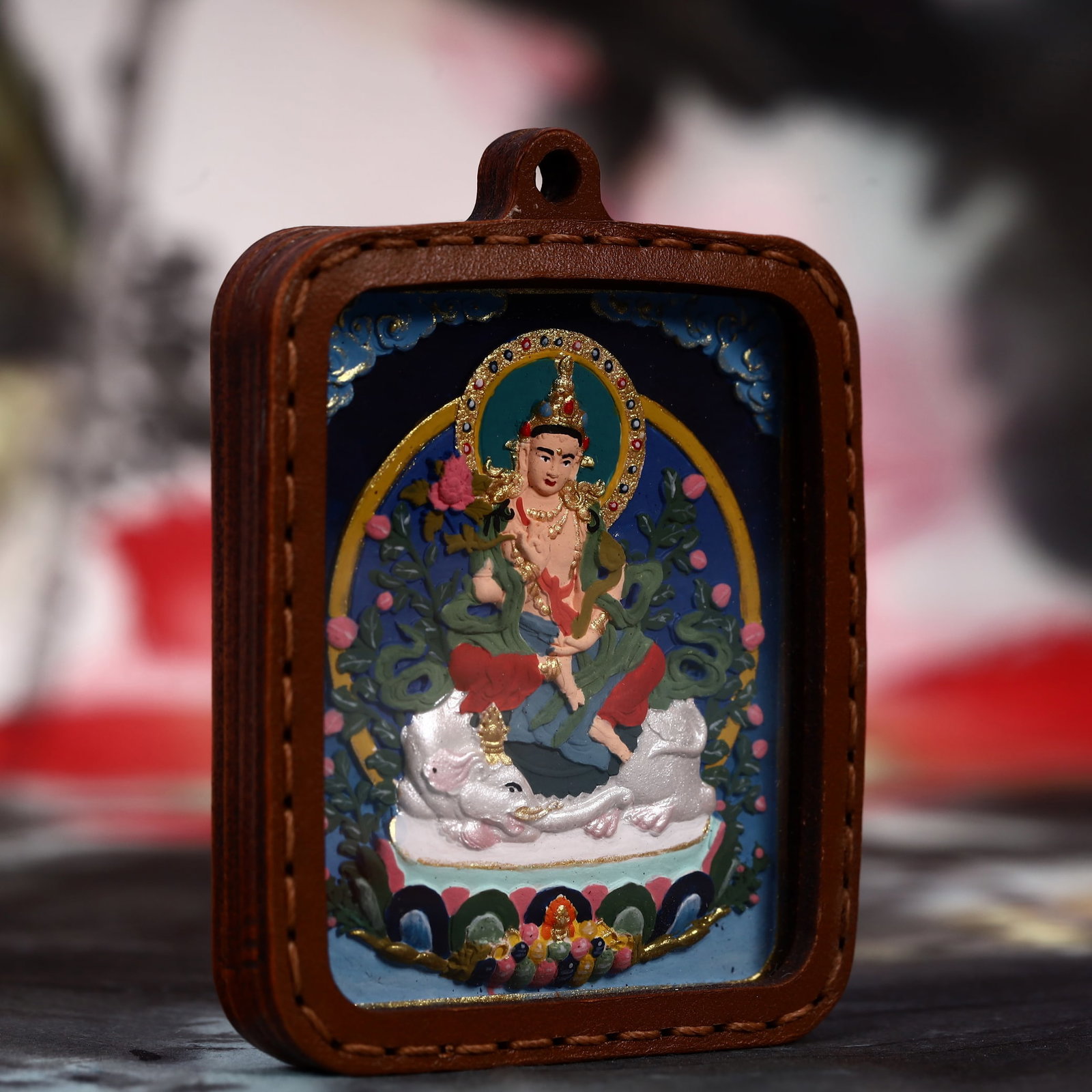 An Exquisite Painted Color Statue of Samantabhadra Tangka - 3