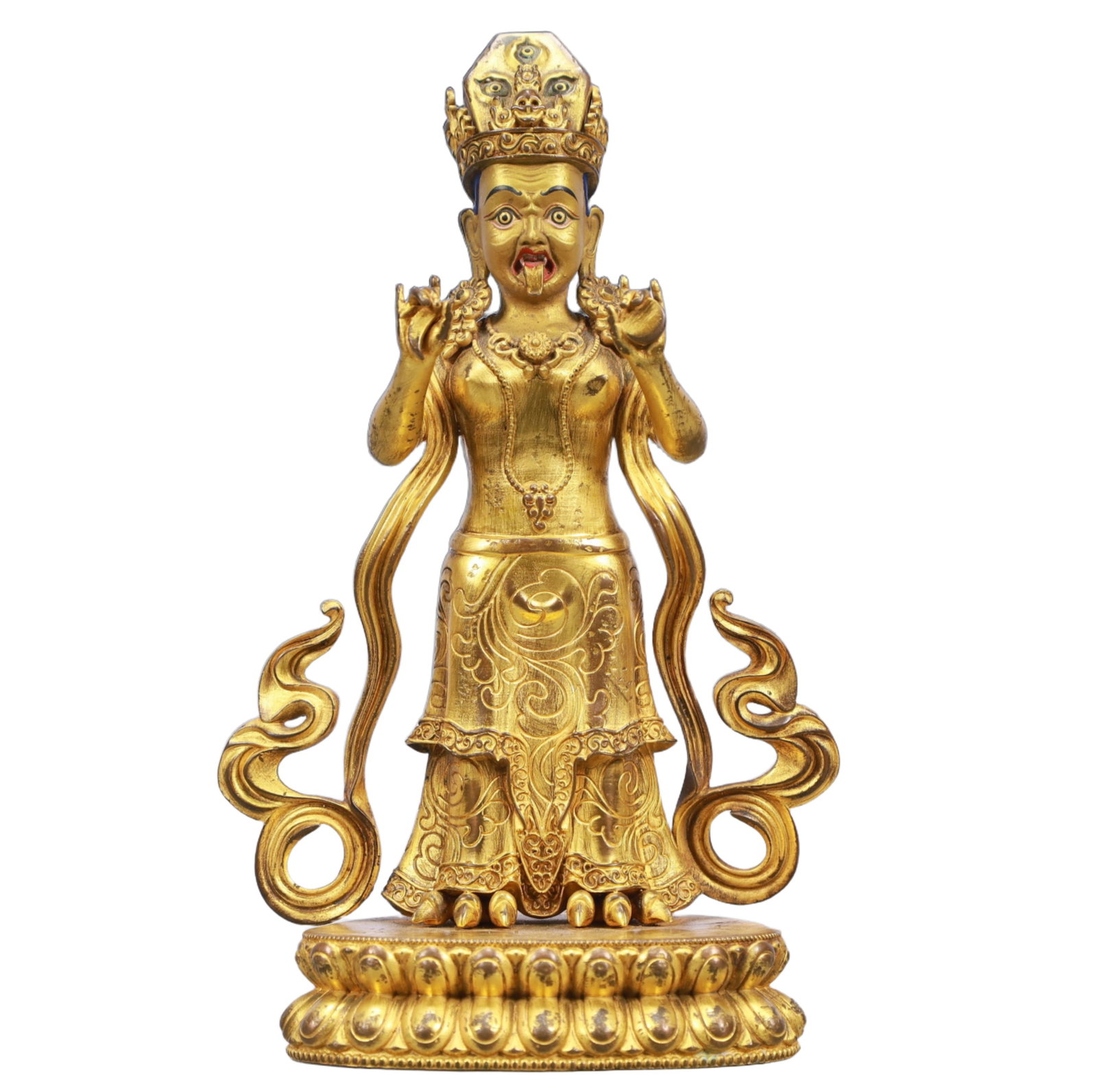 A Solemn Gilt Bronze Statue of Bodhisattva: Estimated Value:3800-7600 A Solemn Gilt Bronze Statue of Bodhisattva ,Ming Dynasty, China,Size:5.1inx3.1inx8.3in Weight:950g