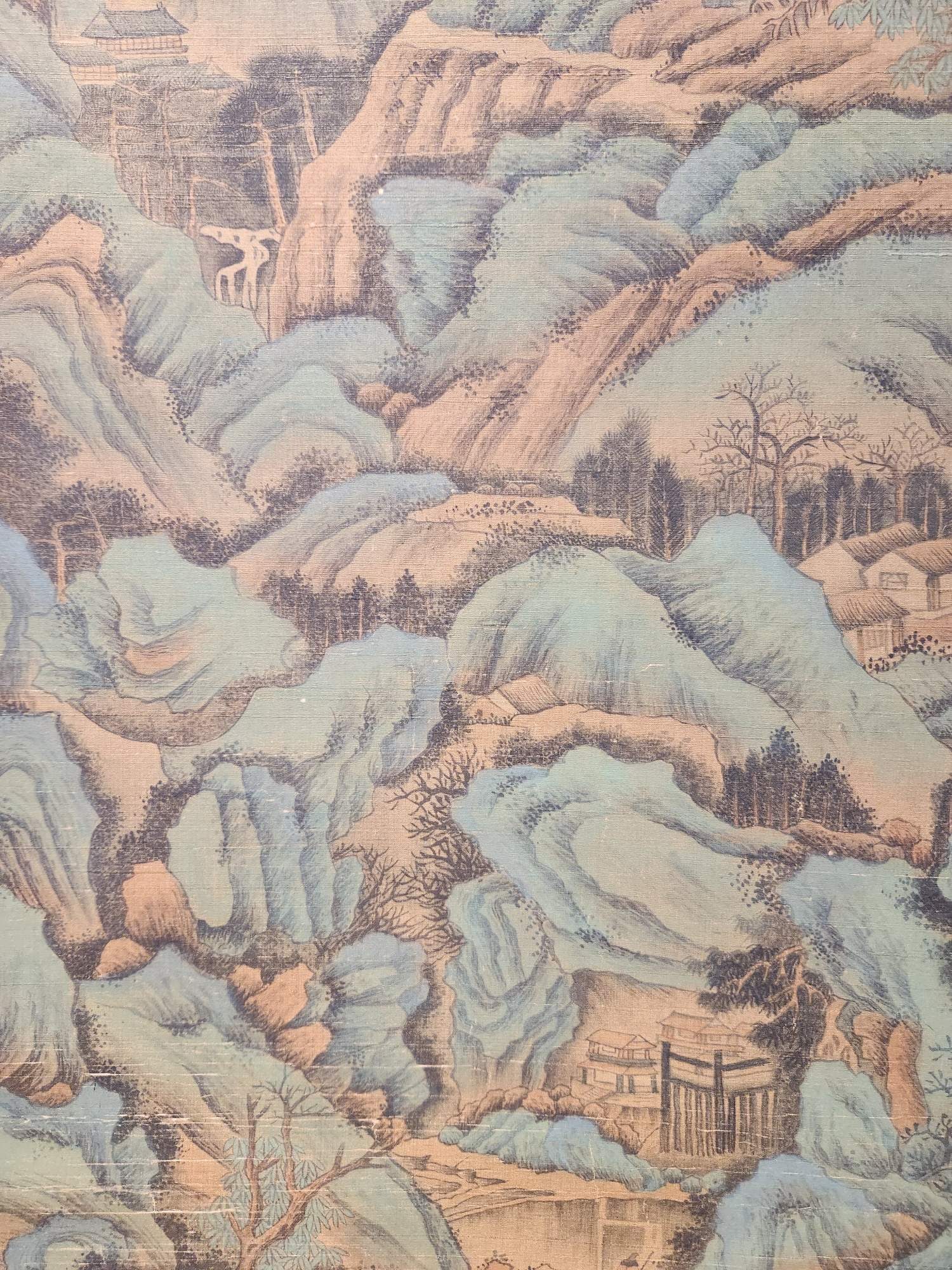 A Chinese Vertical Scroll Ink Painting of Landscape on Silk,Yan Wengui - 6