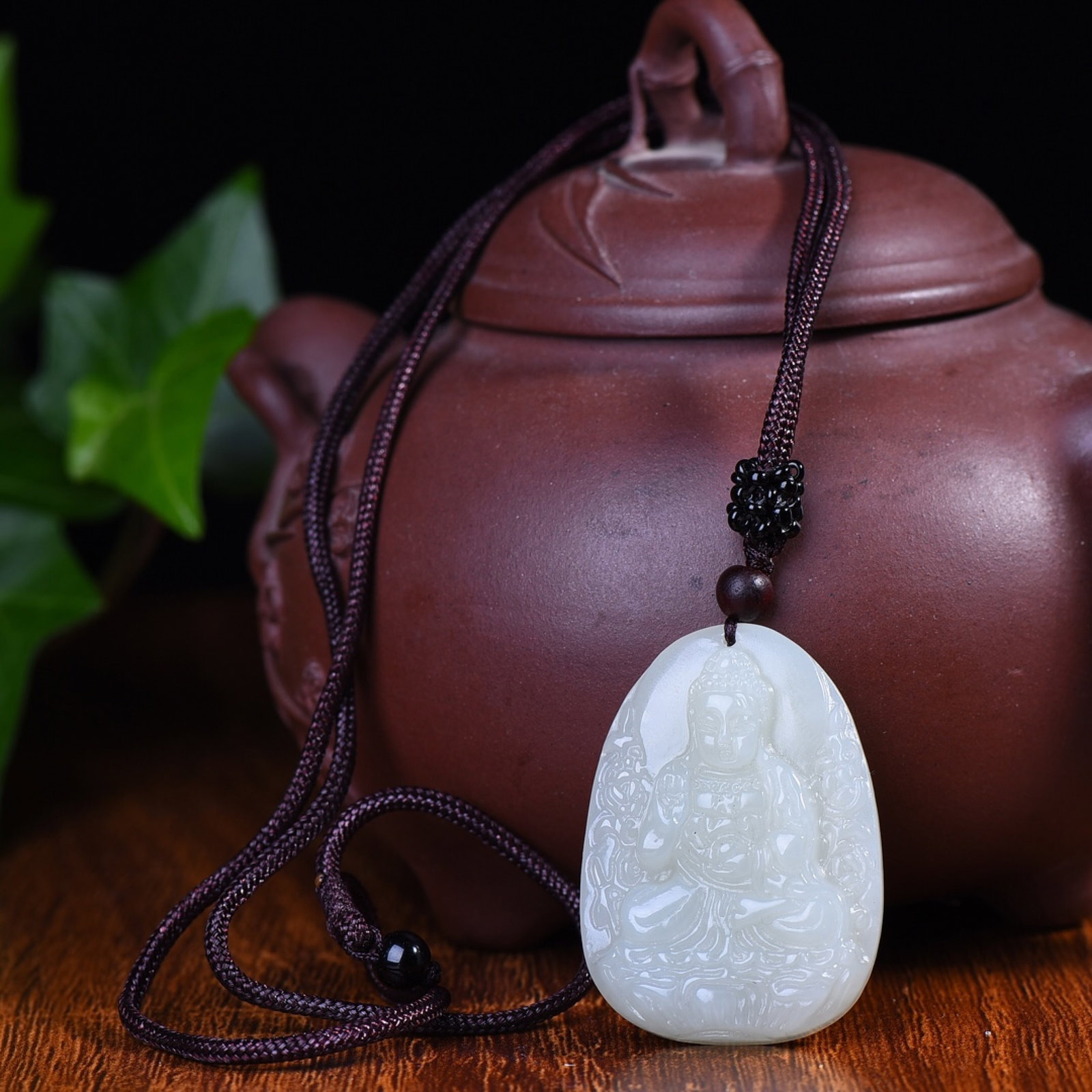 An Exquisite White Jade Bodhisattva Pattern Pendant - 4